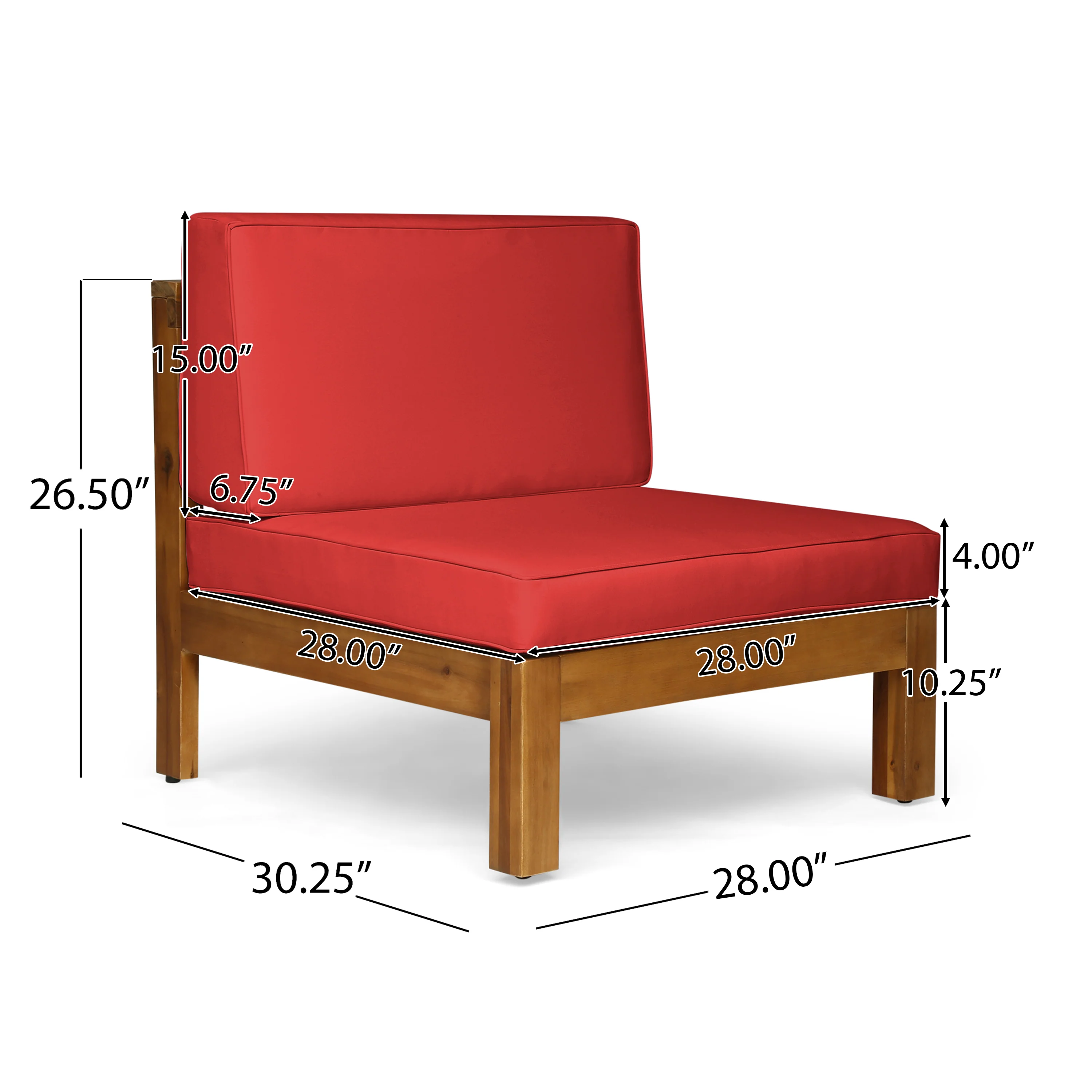 Brava Outdoor Modular Acacia Wood Sofa with Cushions - furnishings