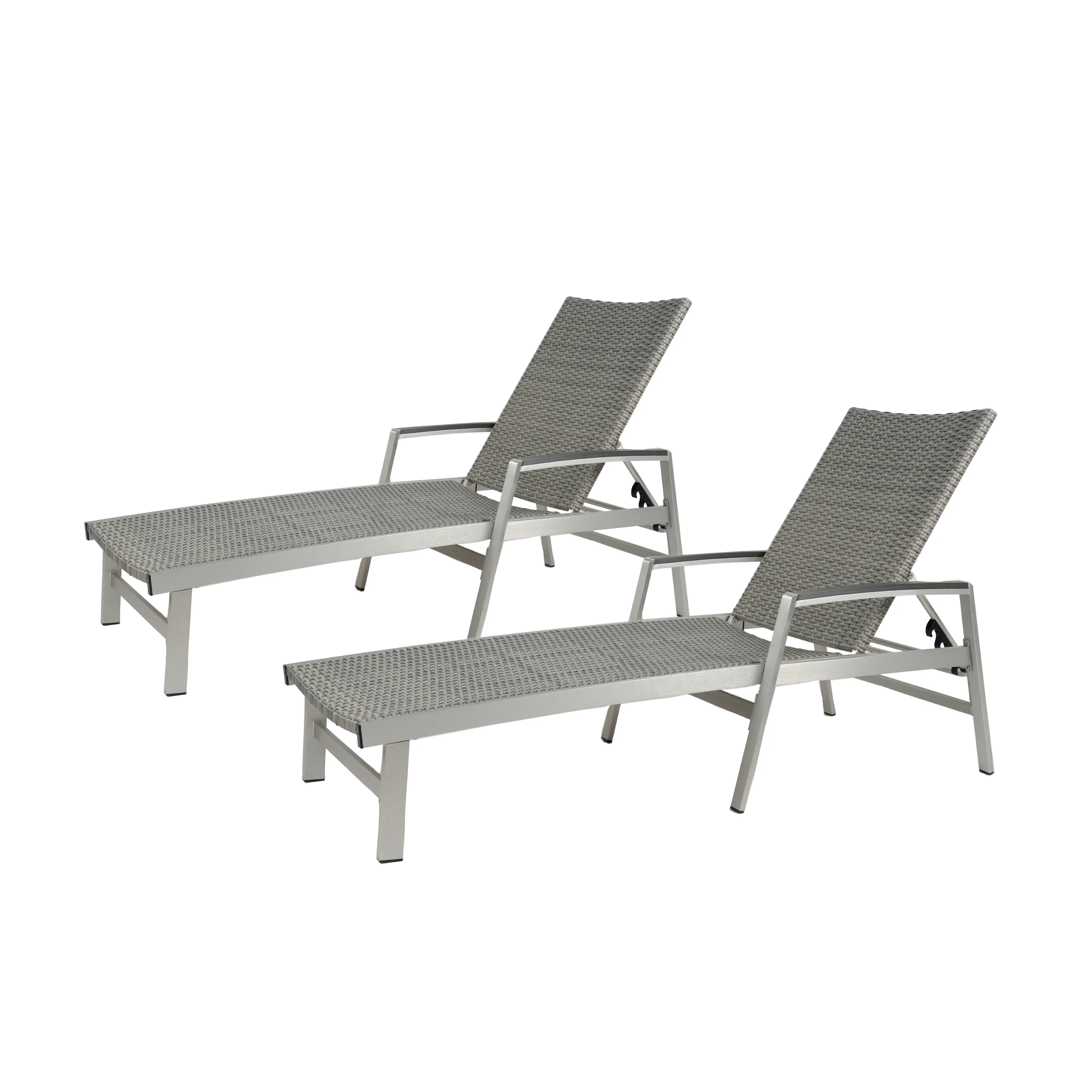 Joy Outdoor Wicker and Aluminum Chaise Lounge, Gray Finish - furnishings