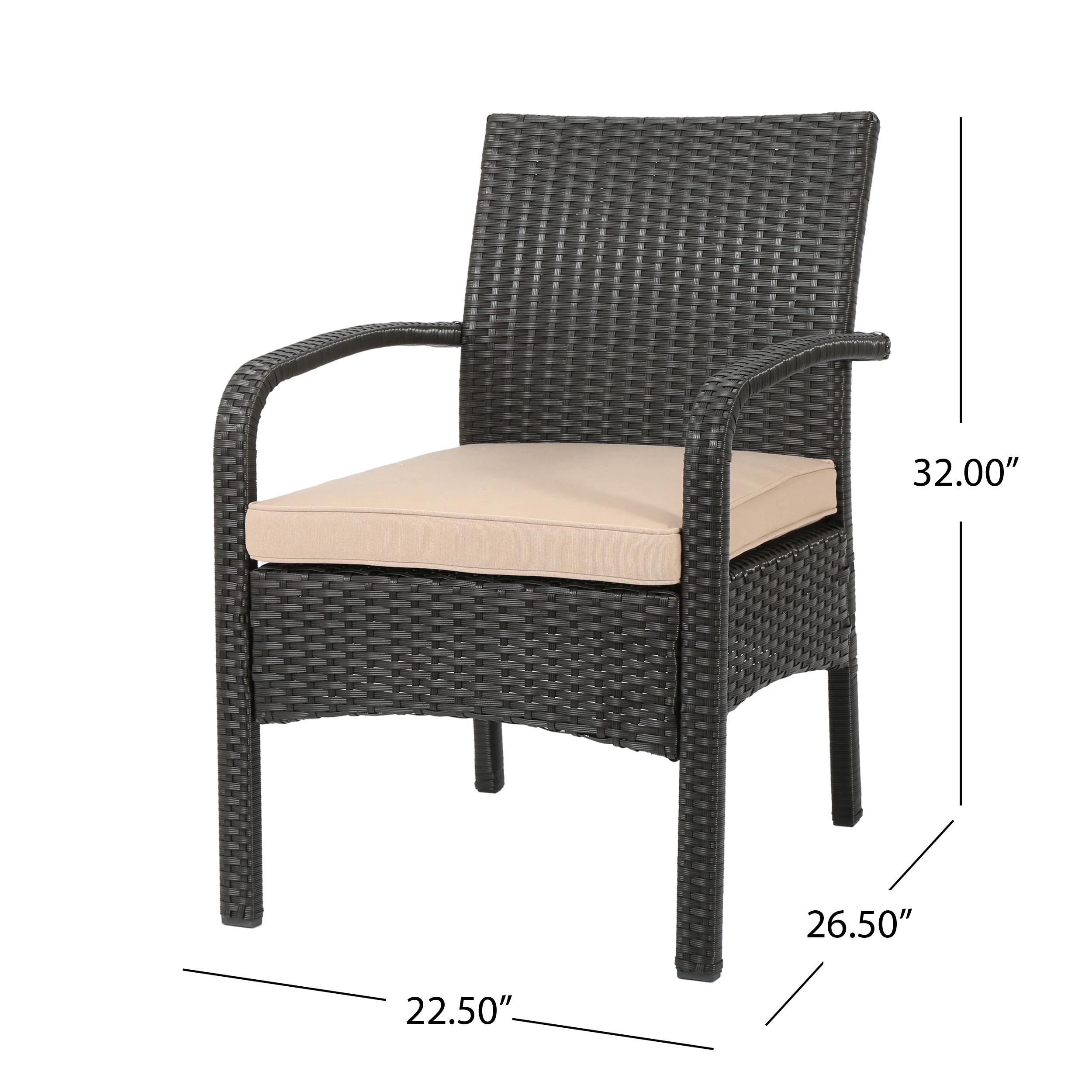 Mavis Patio Conversation Set, 6-Seater with Loveseat, Club Chairs, and Coffee Table, Brown Wicker with Tan Outdoor Cushions - furnishings