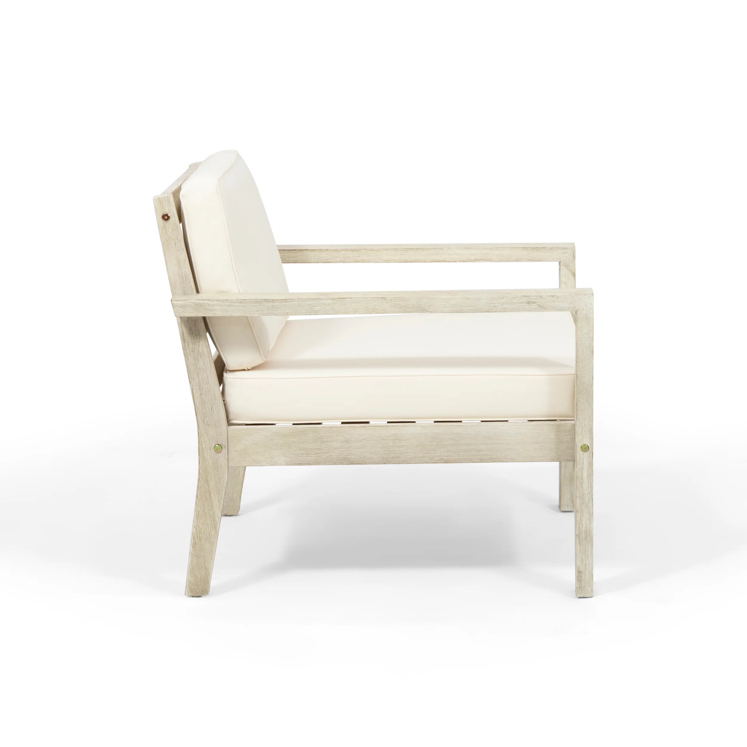 Ben Outdoor Acacia Wood Club Chairs with Cushions (Set of 2) - furnishings