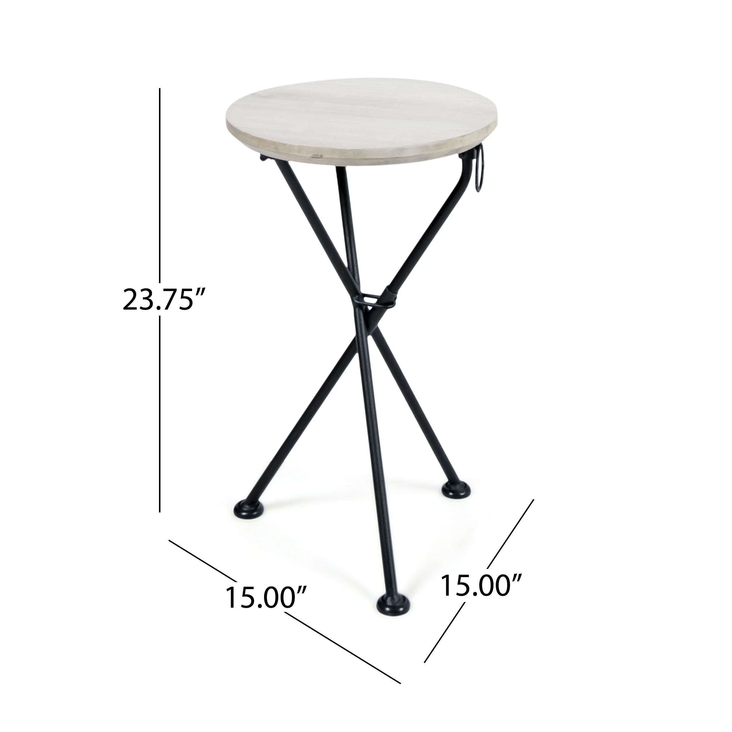 Nasir Outdoor Portable Foldable Light Grey Finished Acacia Wood Side Table - furnishings