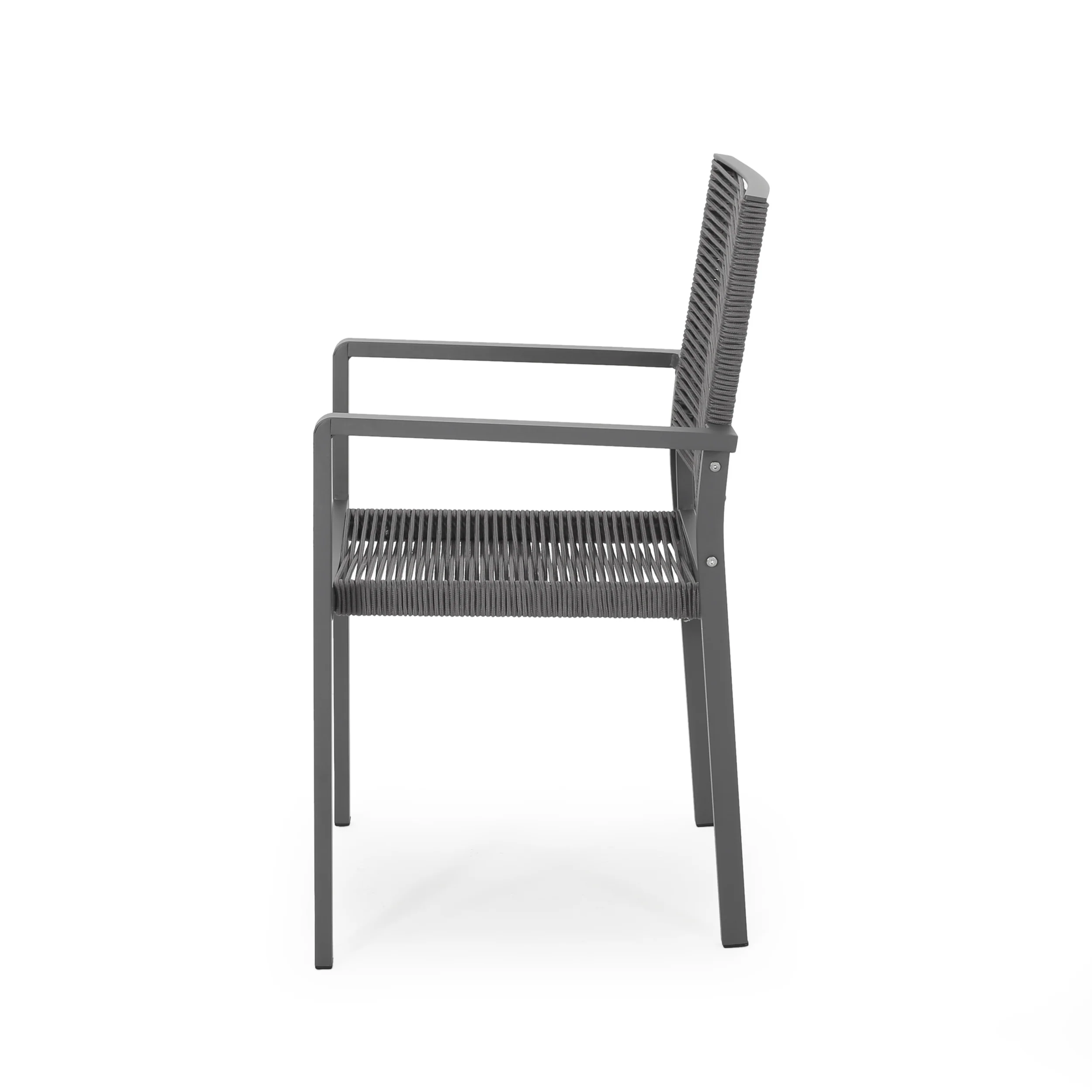 Lillian Outdoor Modern Aluminum Dining Chair with Rope Seat (Set of 2) - furnishings