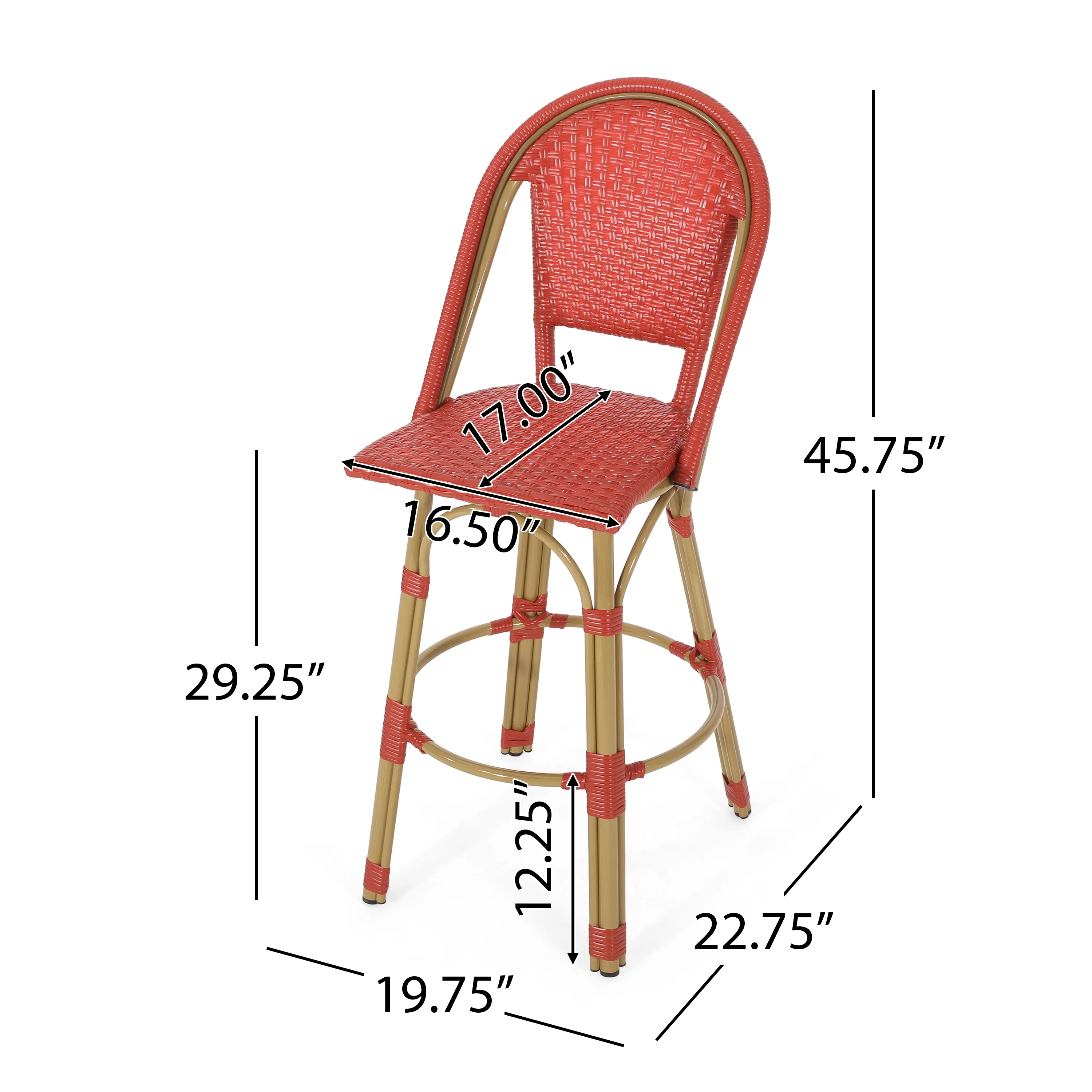 Cotterell Outdoor French Wicker and Aluminum 29.5 Inch Barstools, Set of 2 - furnishings