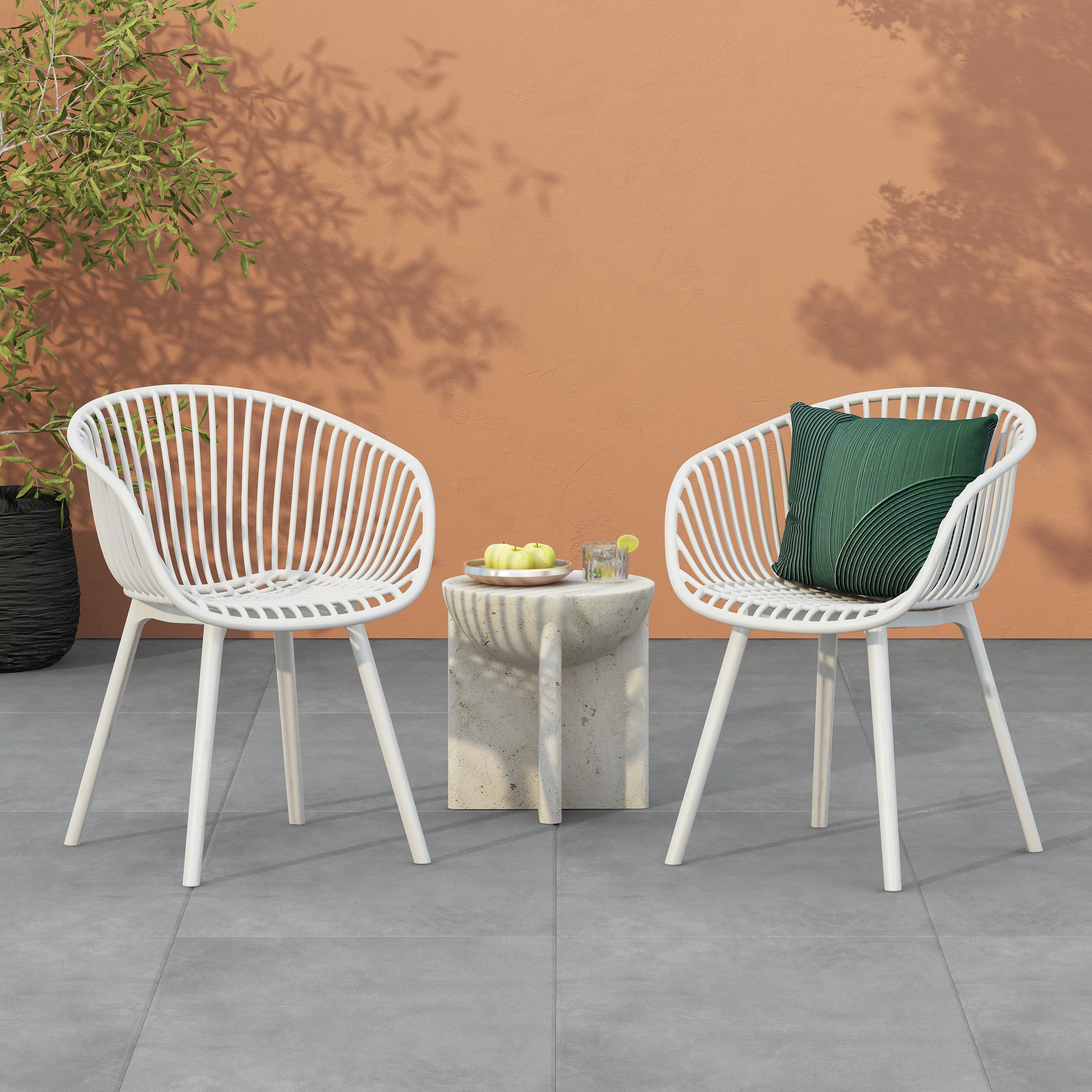 El Camino Indoor & Outdoor Polypropelene Plastic Accent Chairs, Set of 2 - furnishings