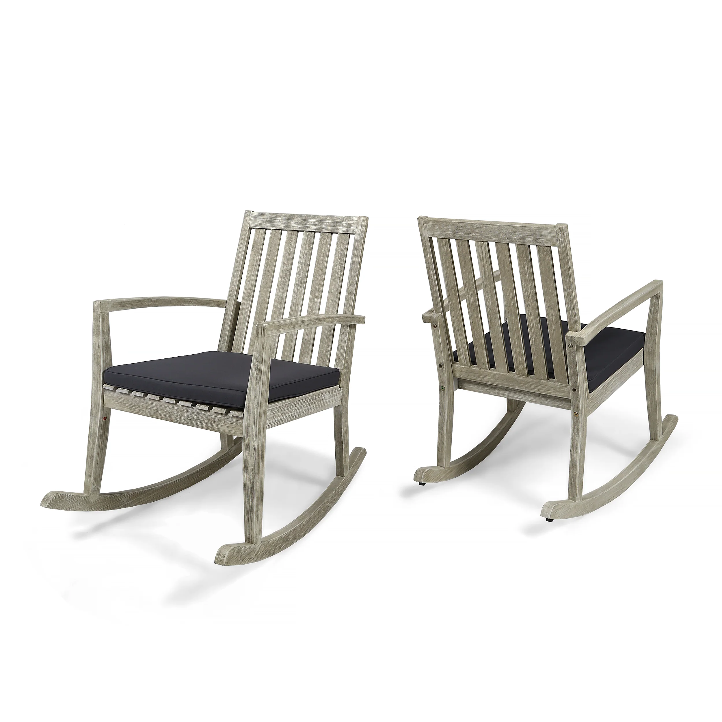 Yvonne Outdoor Acacia Wood Rocking Chair with Water-Resistant Cushions - furnishings