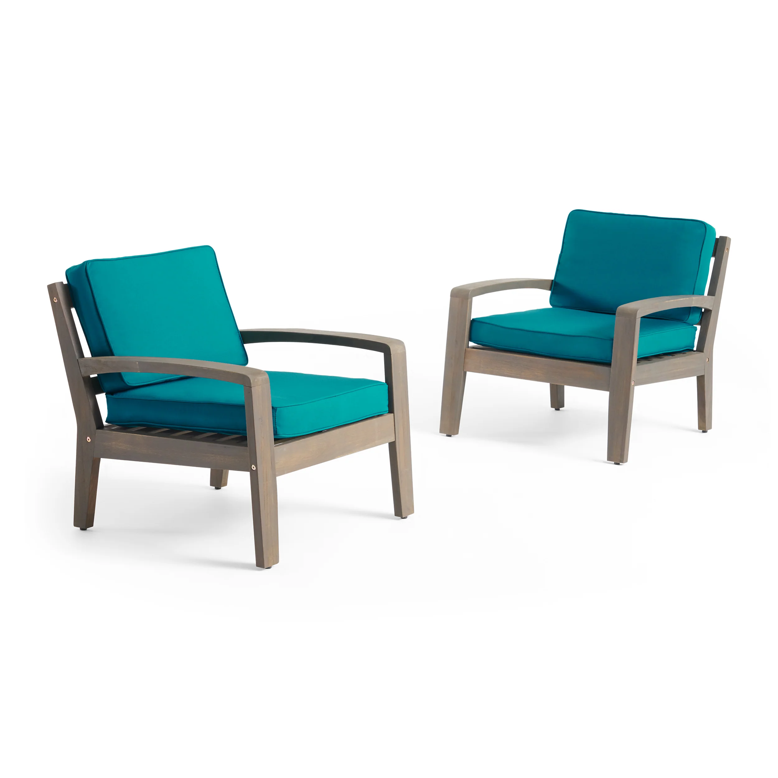 Parma Outdoor Acacia Wood Club Chairs with Sunbrella Cushions - furnishings
