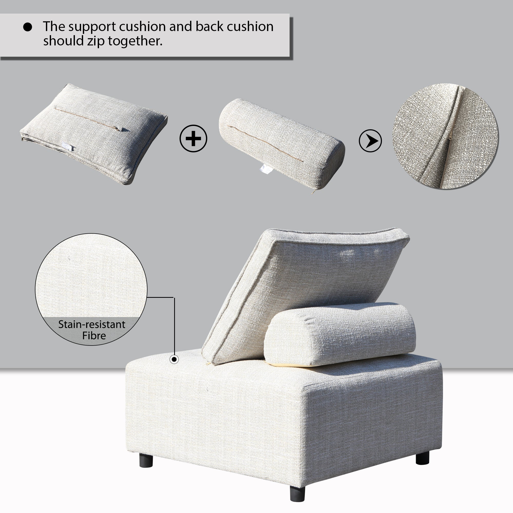 Premium Outdoor Modular Sofa with Aluminum Frame, Removable Cushions & Waterproof Cover - furnishings
