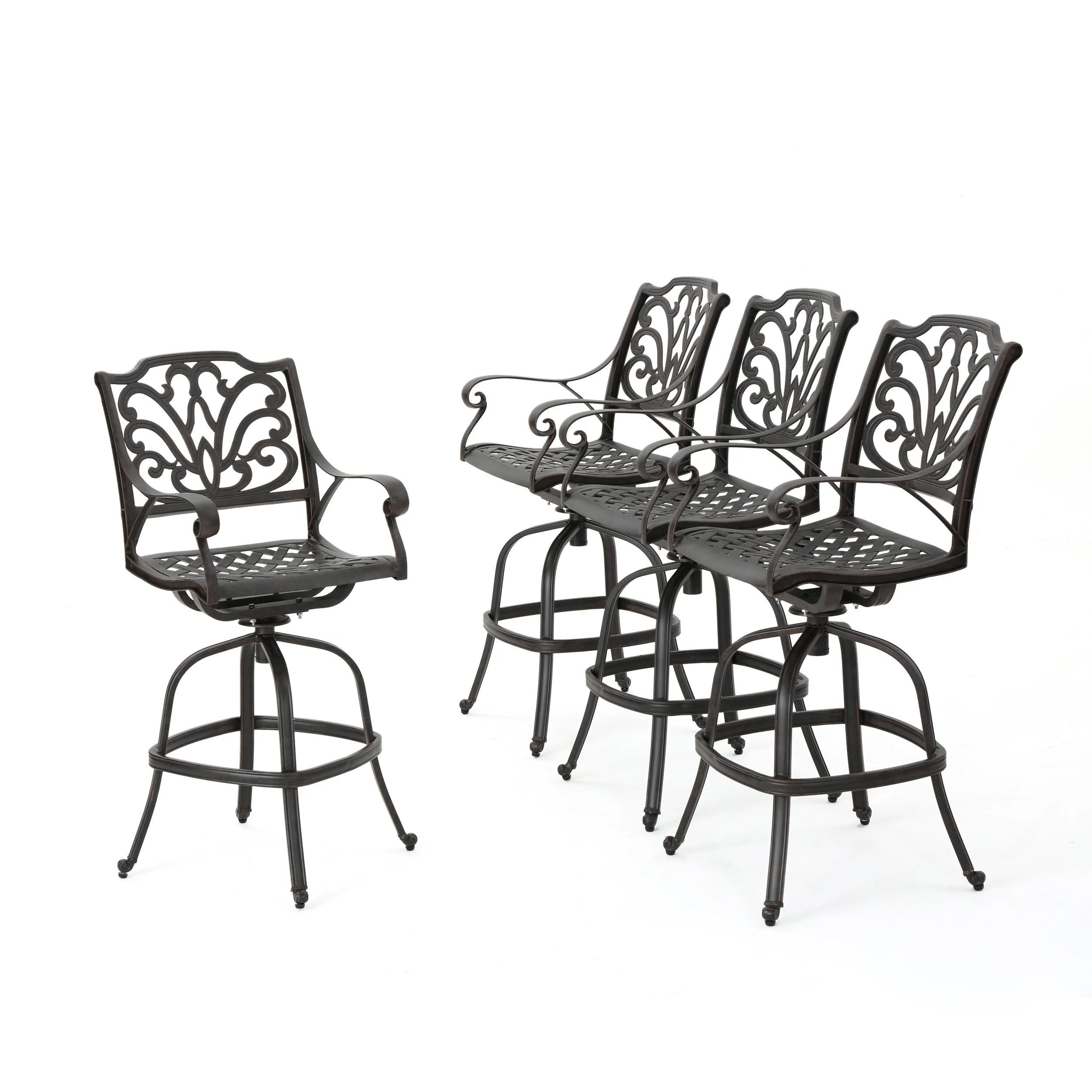 Calandra 30-Inch Outdoor Bronze Finished Cast Aluminum Barstools - furnishings