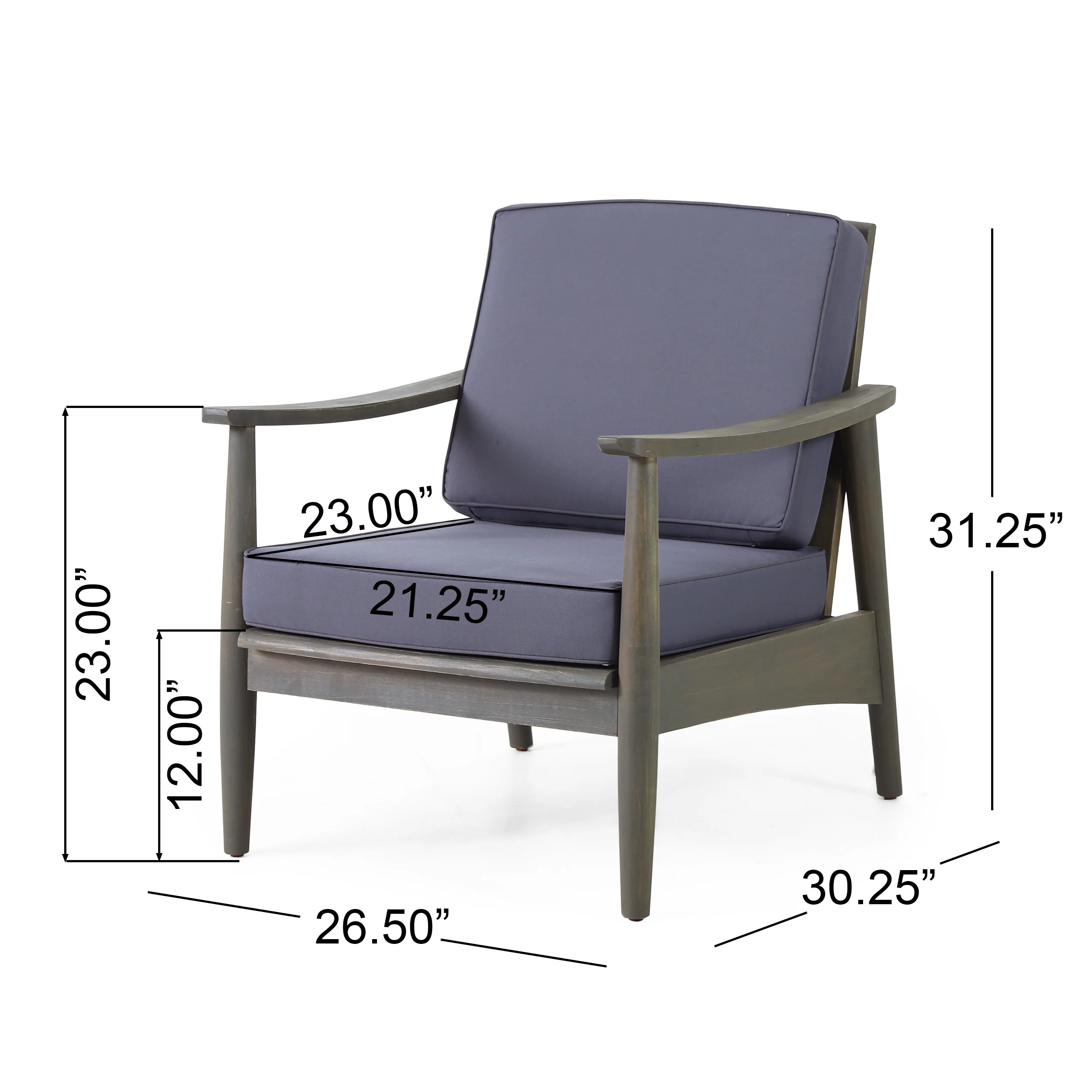 Emmry Outdoor Acacia Wood Club Chair - furnishings
