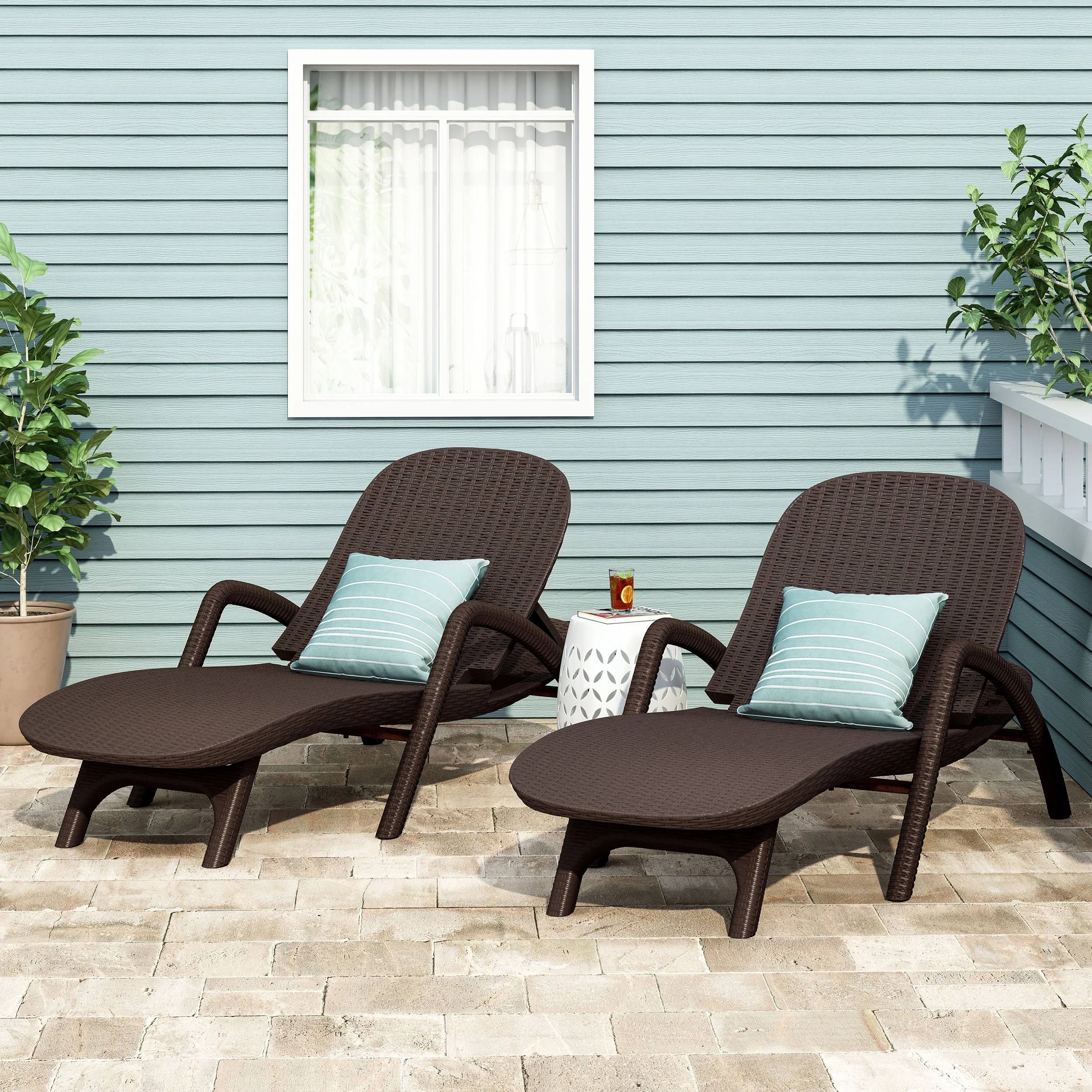 Farirra Outdoor Faux Wicker Chaise Lounges (Set of 2) - furnishings