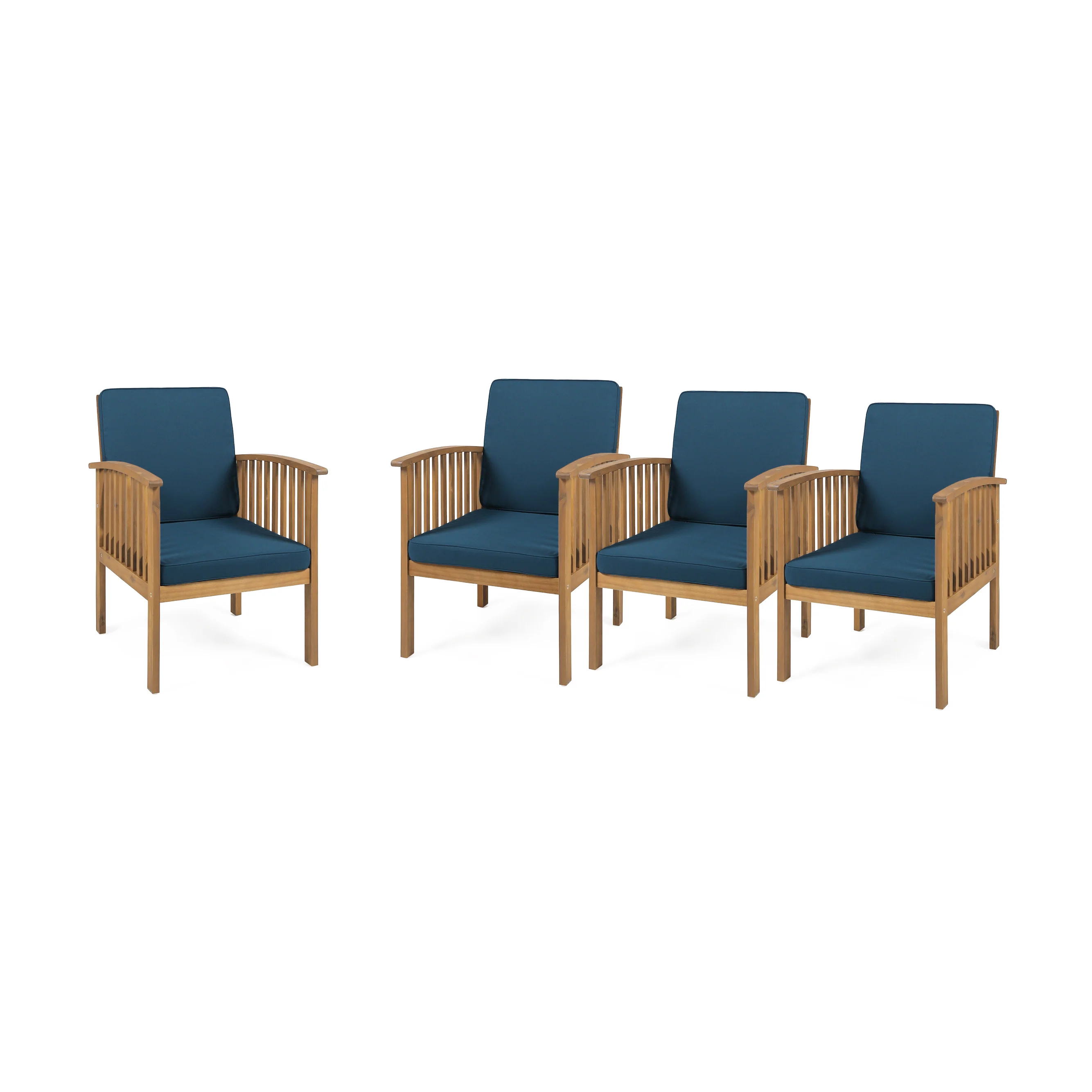 Ray Acacia Outdoor Acacia Wood Club Chairs w/ Cushions - furnishings