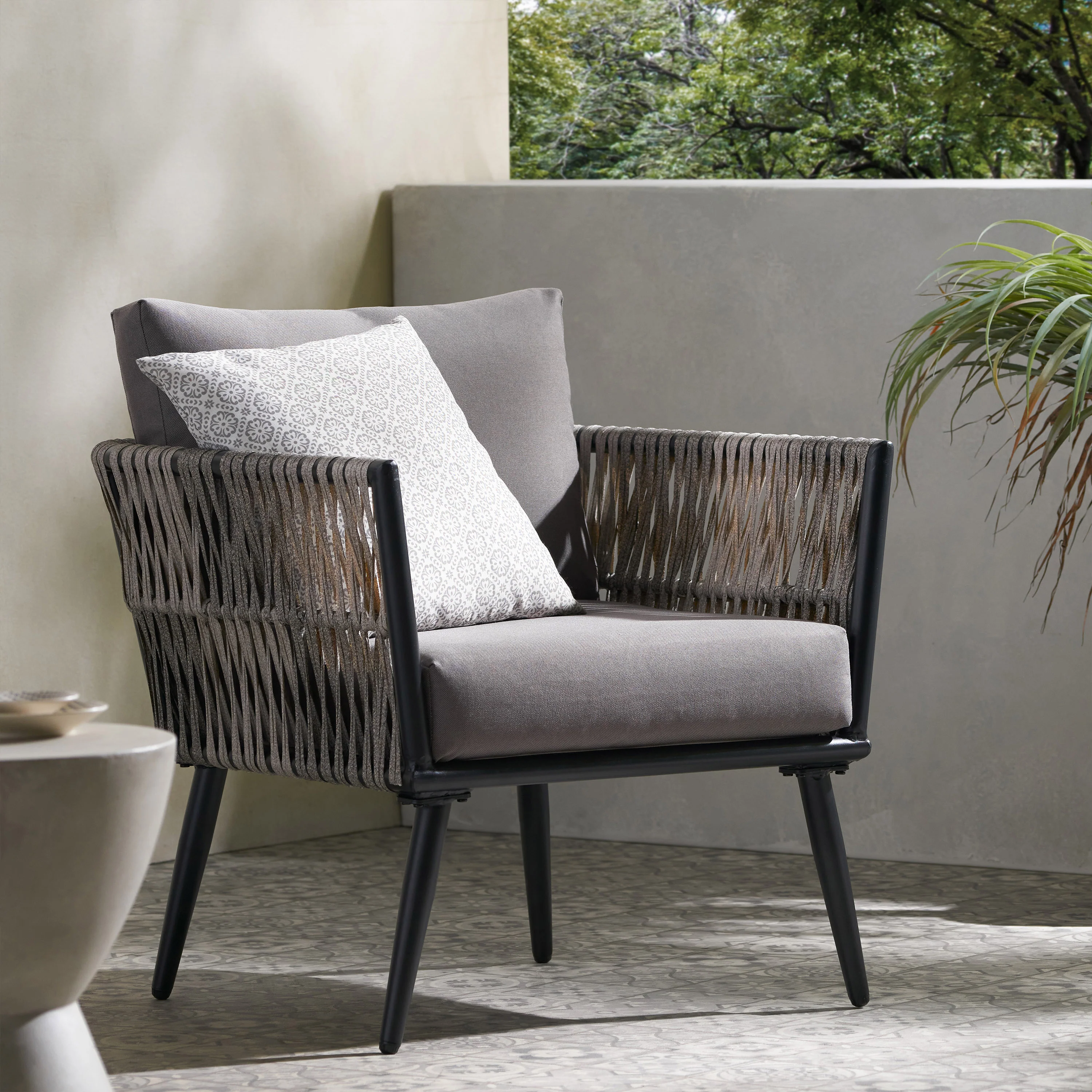 Shipley Outdoor Wicker and Aluminum Club Chair - furnishings