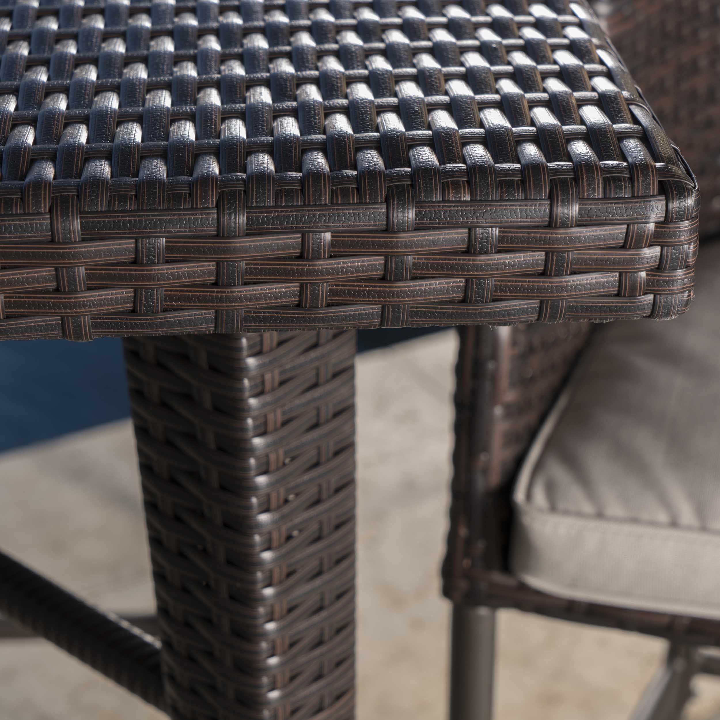 Domina Outdoor 5 Piece 41 Inch Multi-brown Wicker Square Bar Set - furnishings