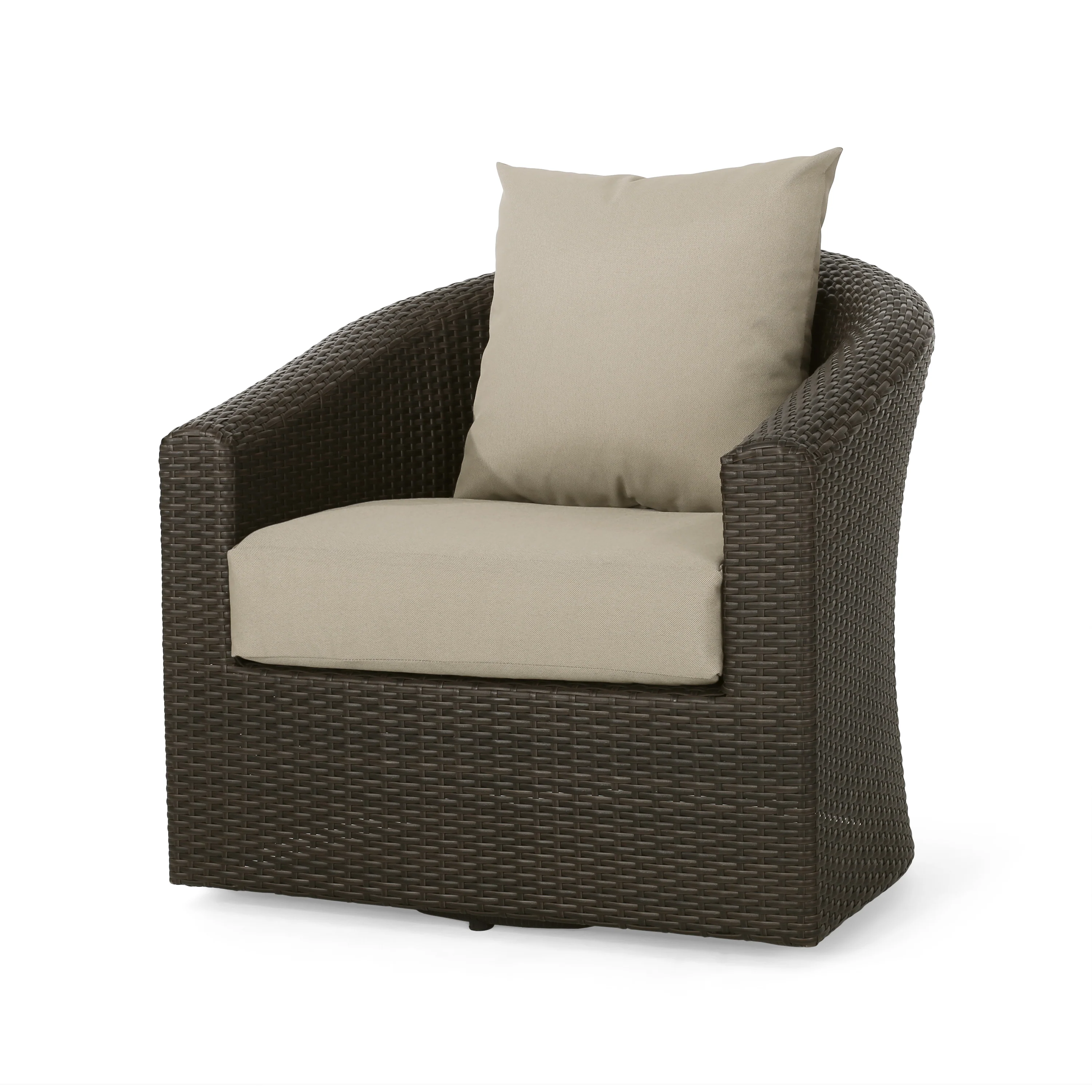 Gletchburg Outdoor 5 Piece Fire Pit Wicker Swivel Club Chair Chat Set - furnishings