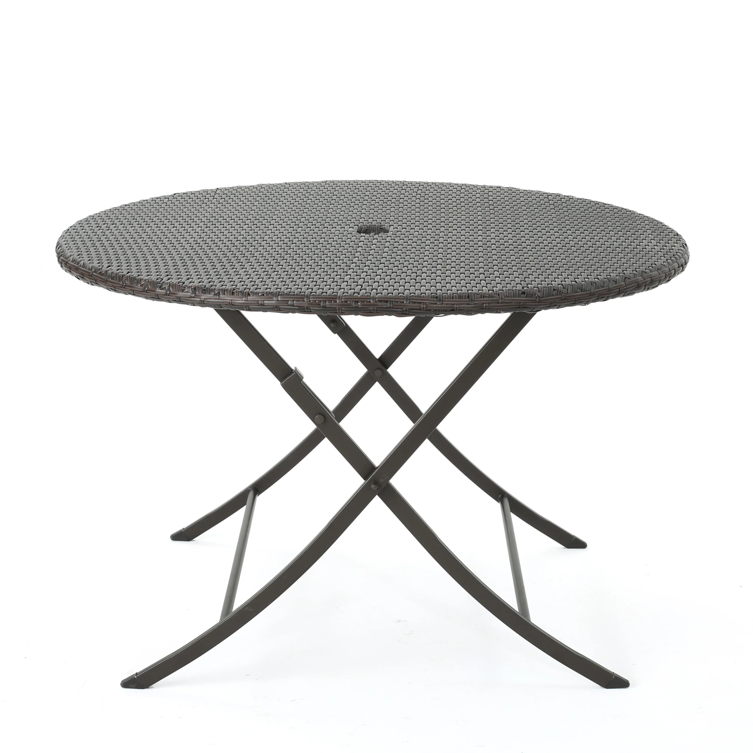 Riley Outdoor Multi-brown Wicker Circular Foldable Dining Table - furnishings