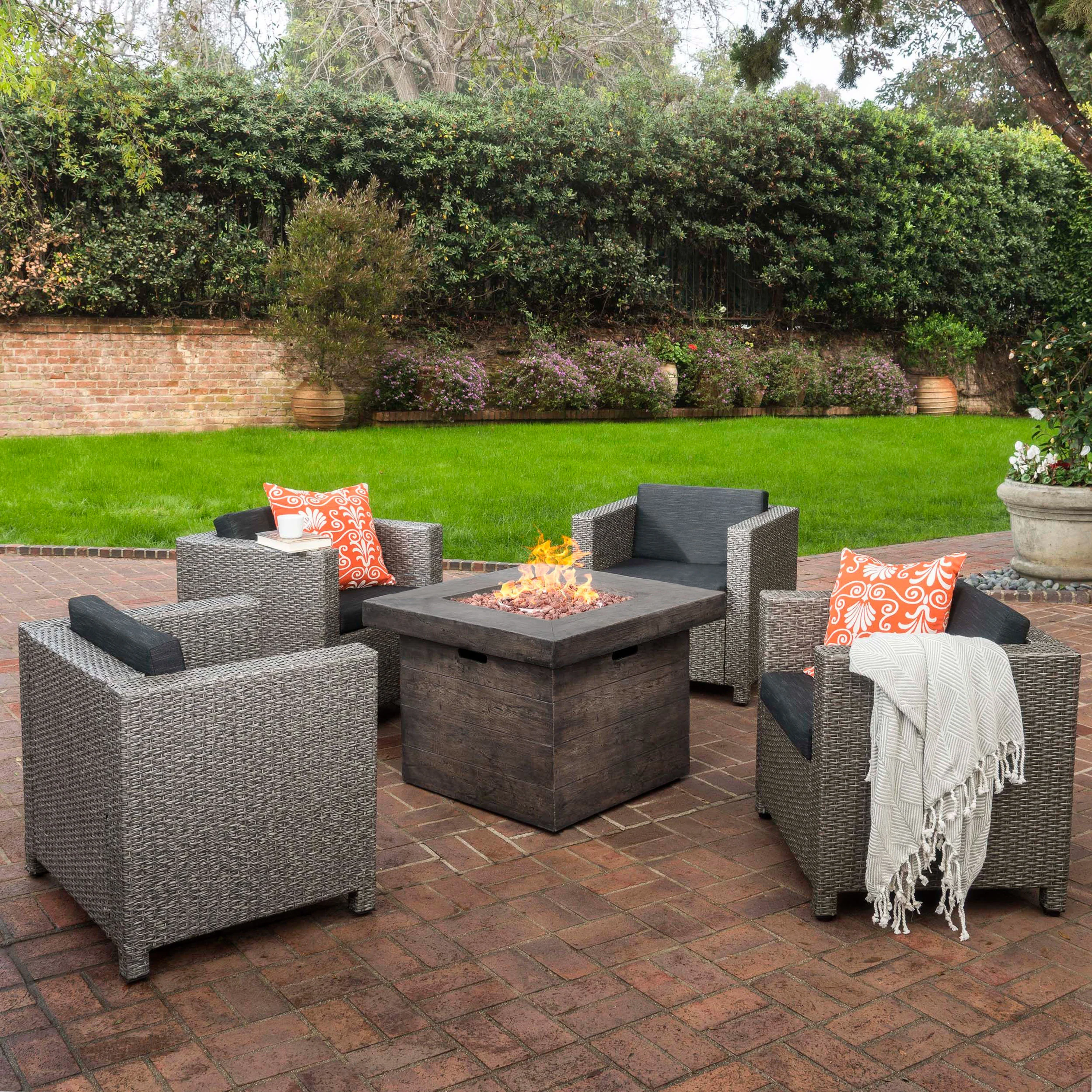 Venice 4-Seater Outdoor Fire Pit Chat Set - furnishings