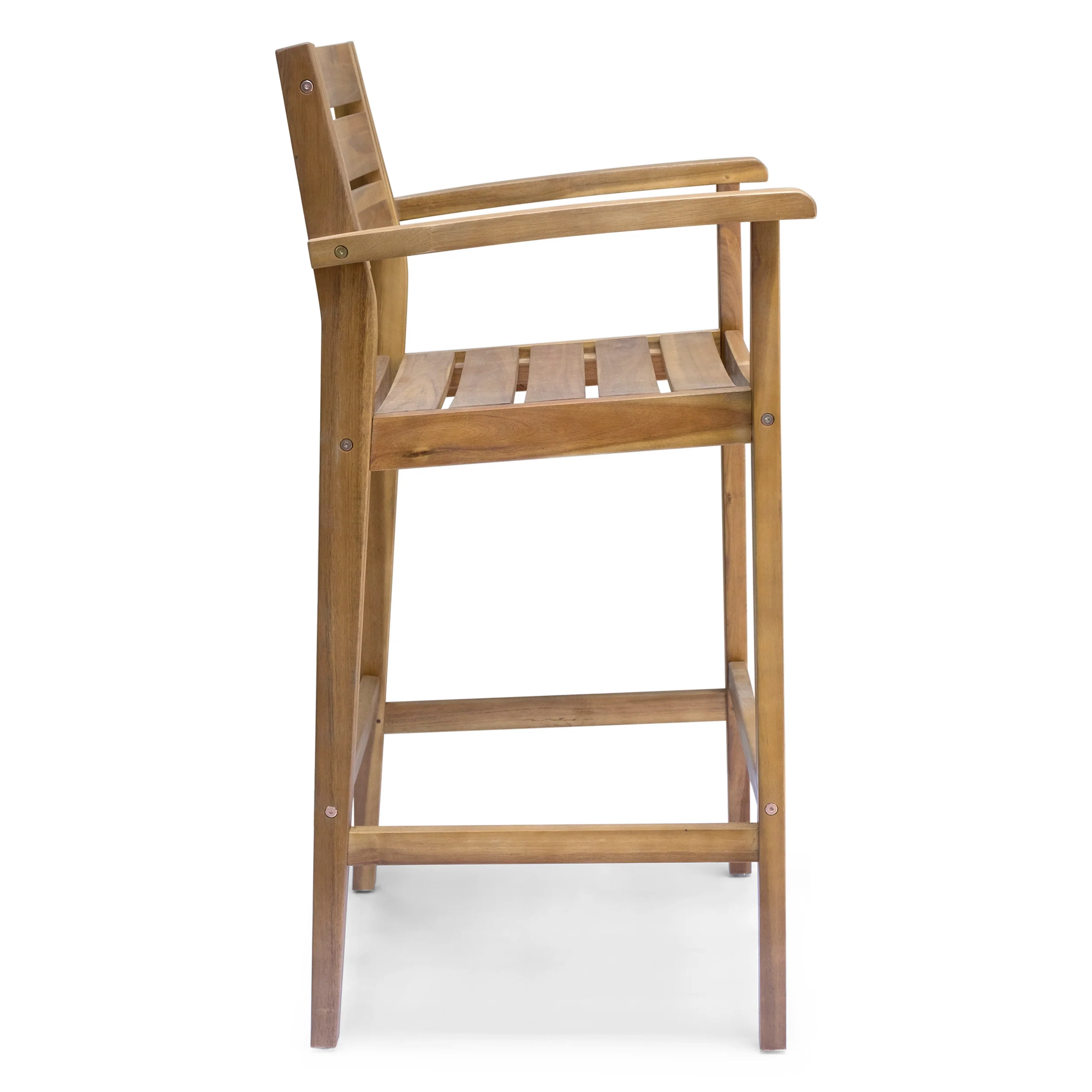 Blair Outdoor Rustic Acacia Wood Barstool (Set of 4) - furnishings