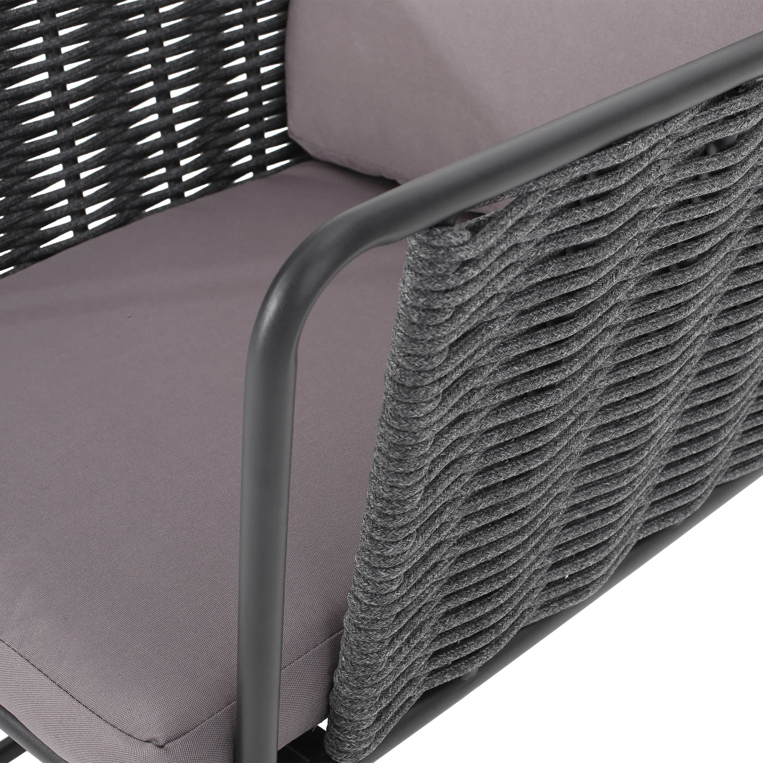 Morocco Modern Outdoor Rope Weave Chat Set with Side Table - furnishings