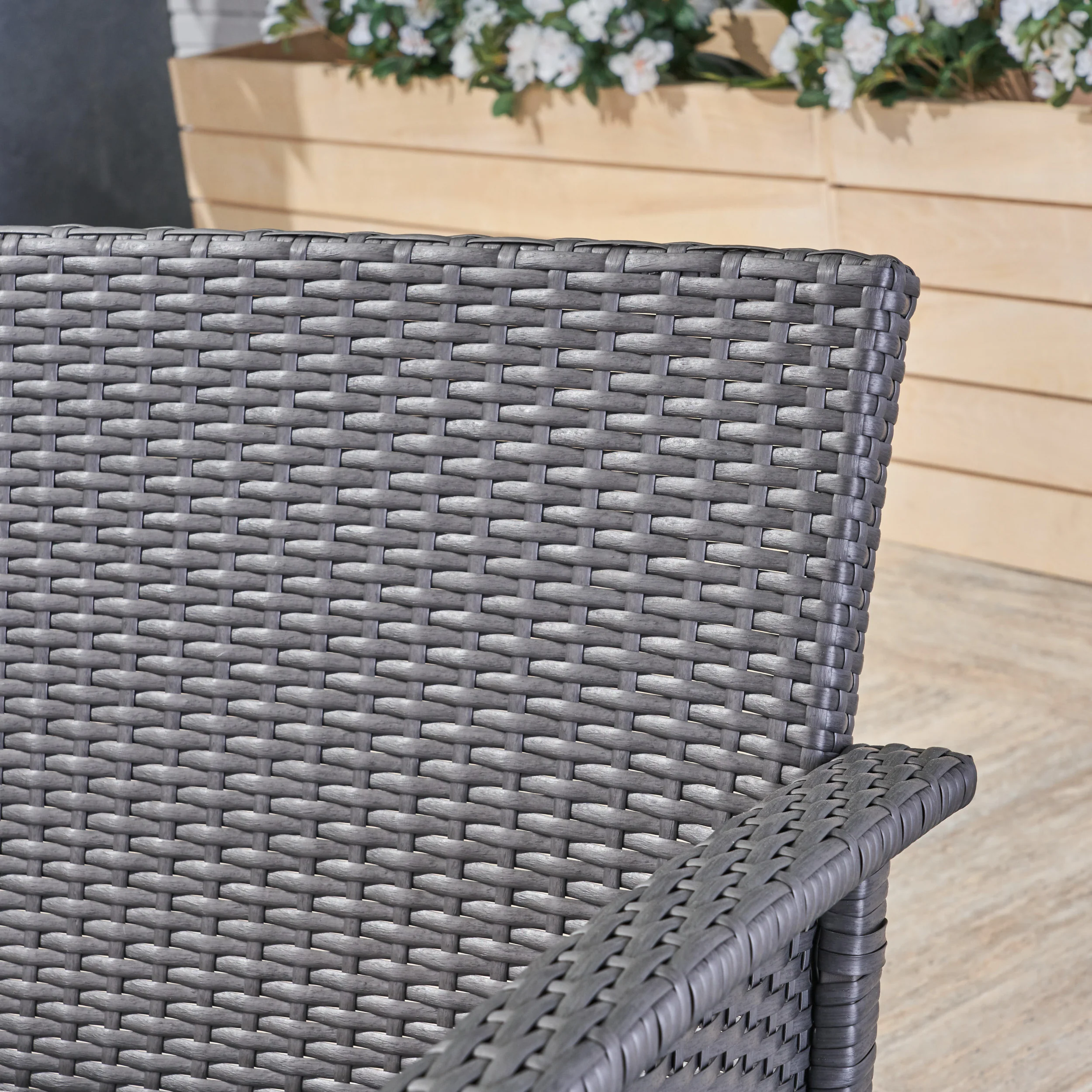 Laiah Outdoor 7 Seater Wicker Chat Set with Fire Pit - furnishings