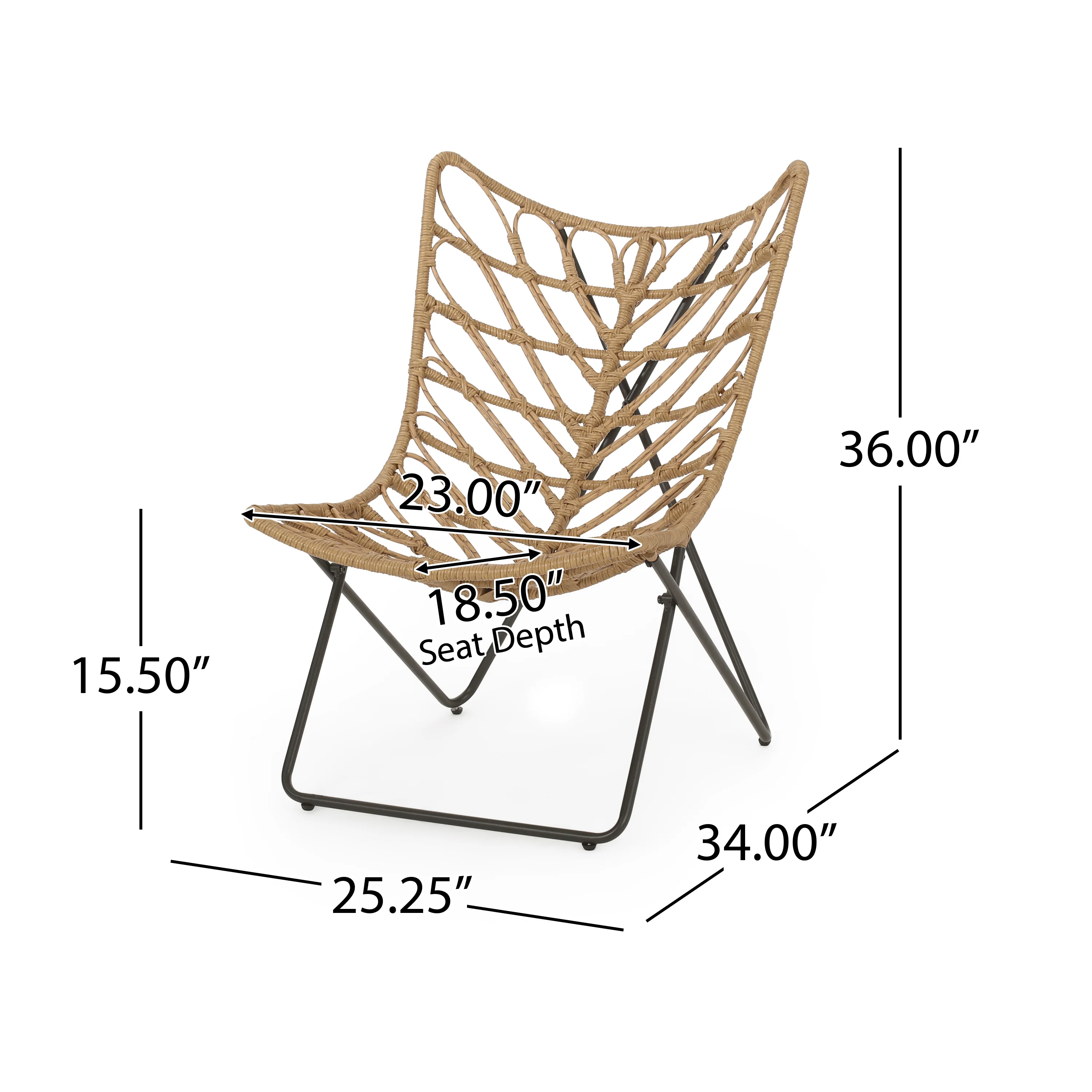 Danbury Outdoor Boho Modern Wicker Accent Chairs, Set of 2 - furnishings