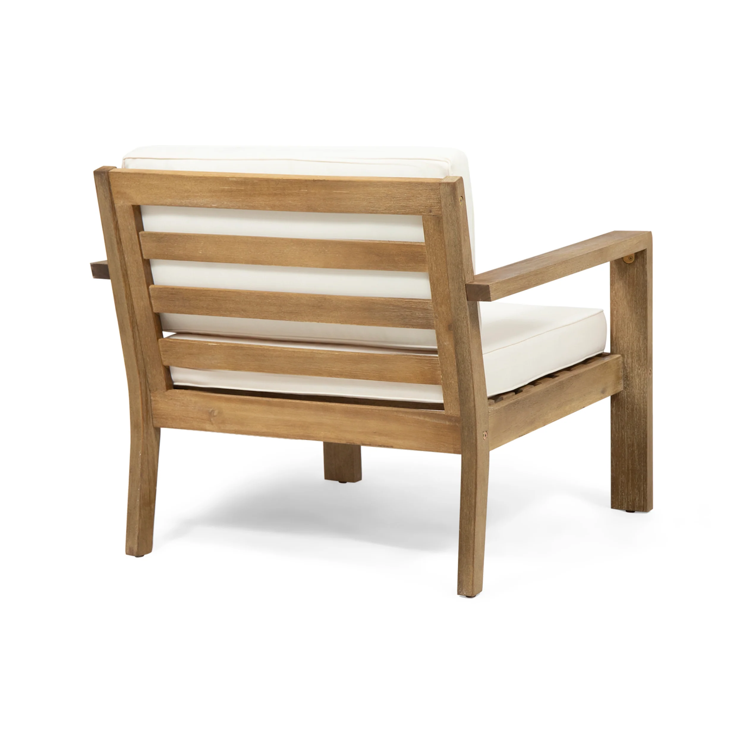 Miranda Outdoor Acacia Wood Club Chairs with Cushions (Set of 2) - furnishings