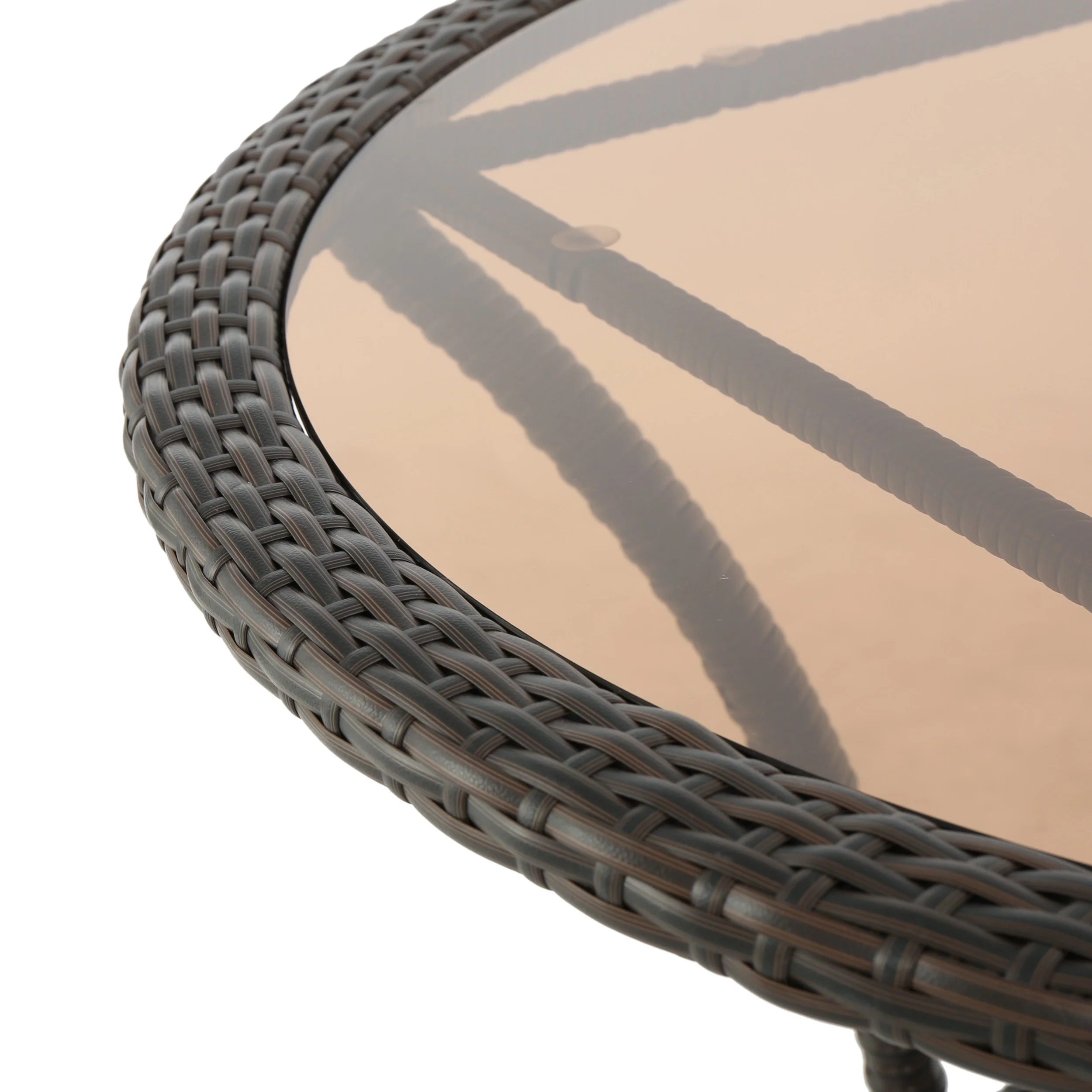Selander Multibrown Wicker Glass Table - furnishings