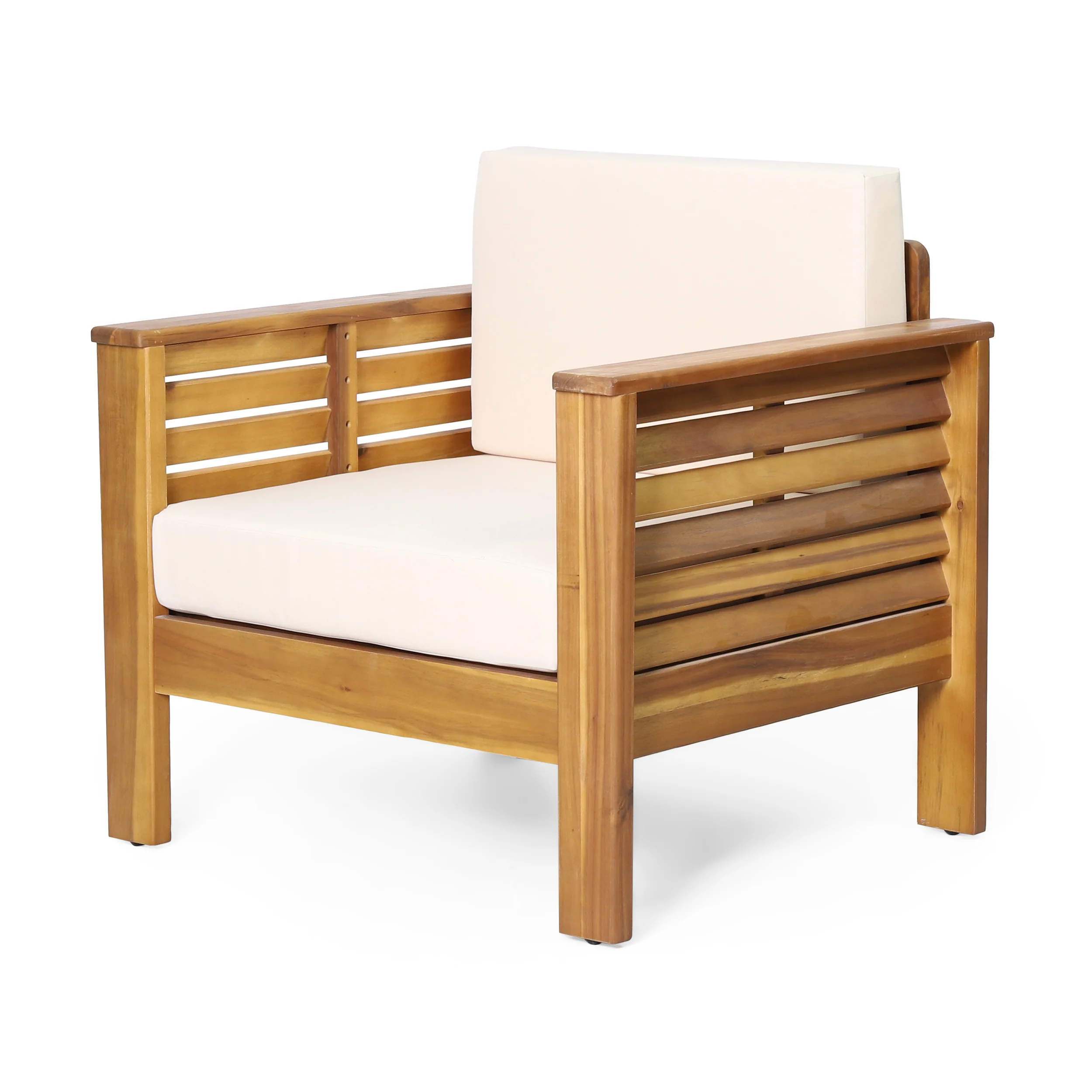 Rabun Outdoor Acacia Wood 4 Seater Chat Set with Cushions - furnishings