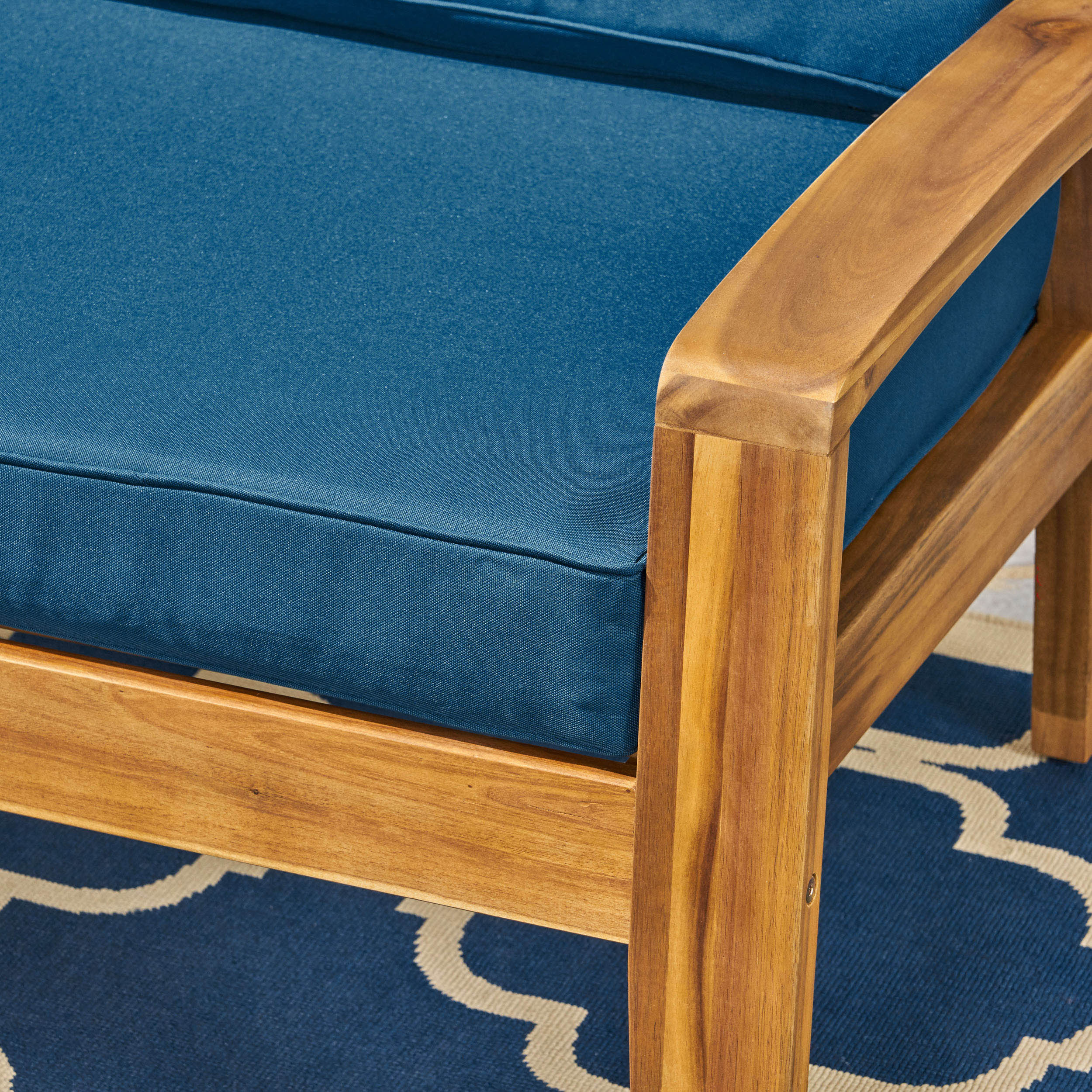 Parma Outdoor Acacia Wood Club Chairs with Cushions - furnishings