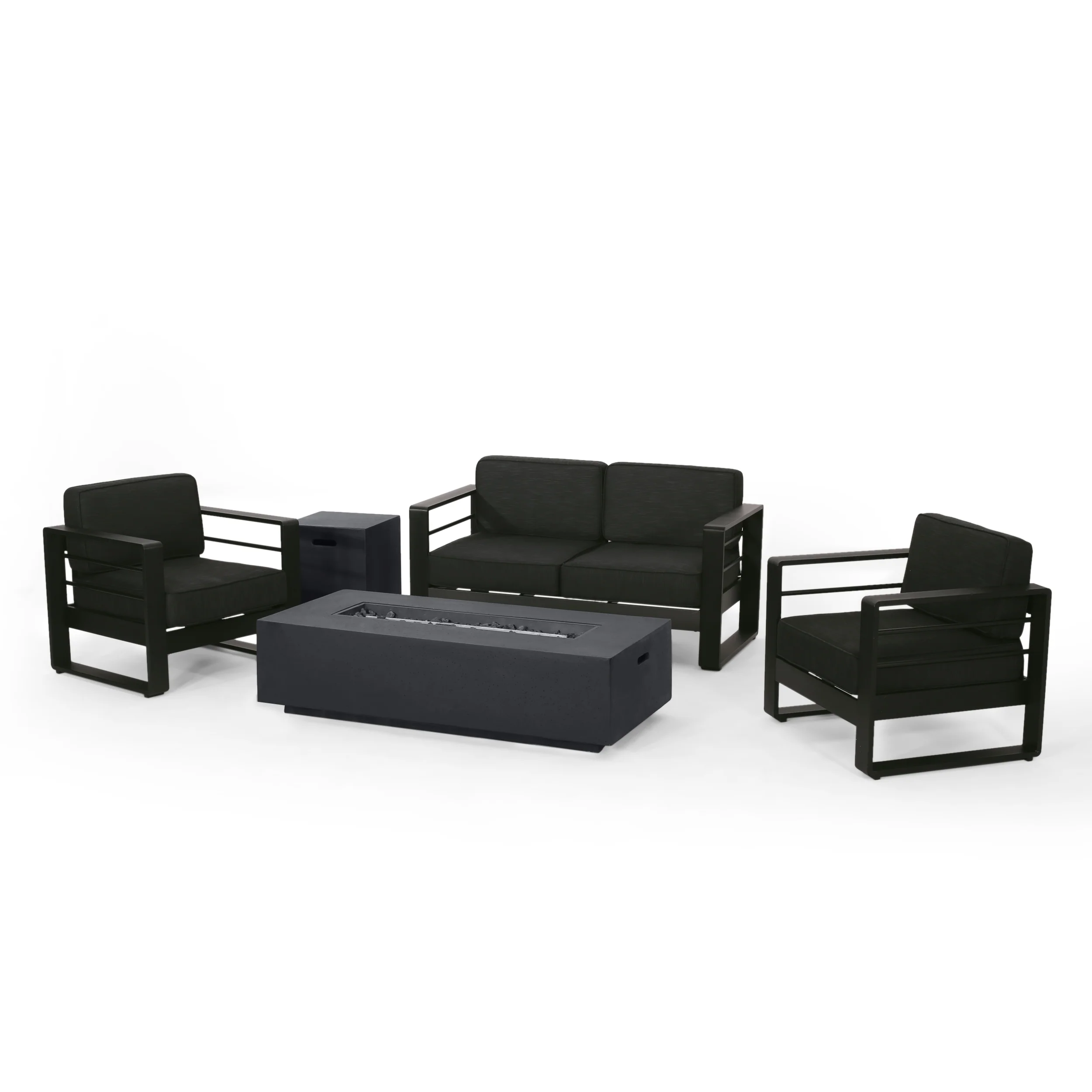 Gadd Outdoor Aluminum 4 Seater Chat Set with Fire Pit - furnishings