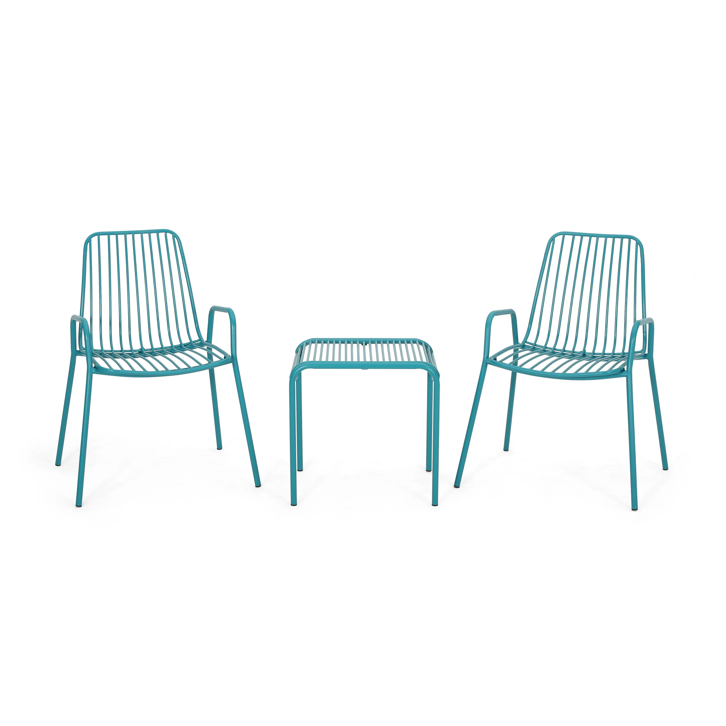 Ashwood Outdoor Modern Iron 2 Seater Chat Set - furnishings