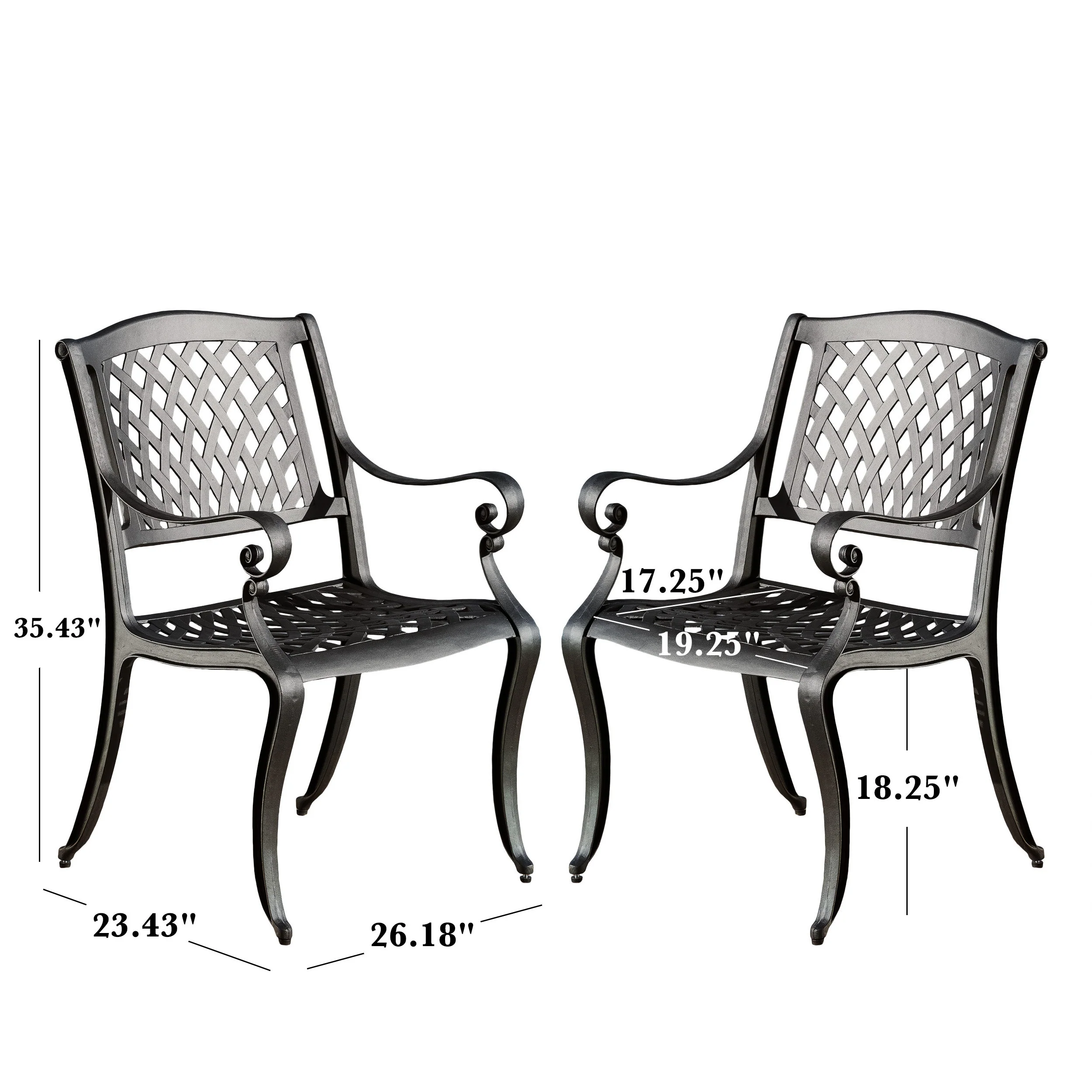 Marietta Outdoor Cast Aluminum Dining Chair (Set of 2) - furnishings