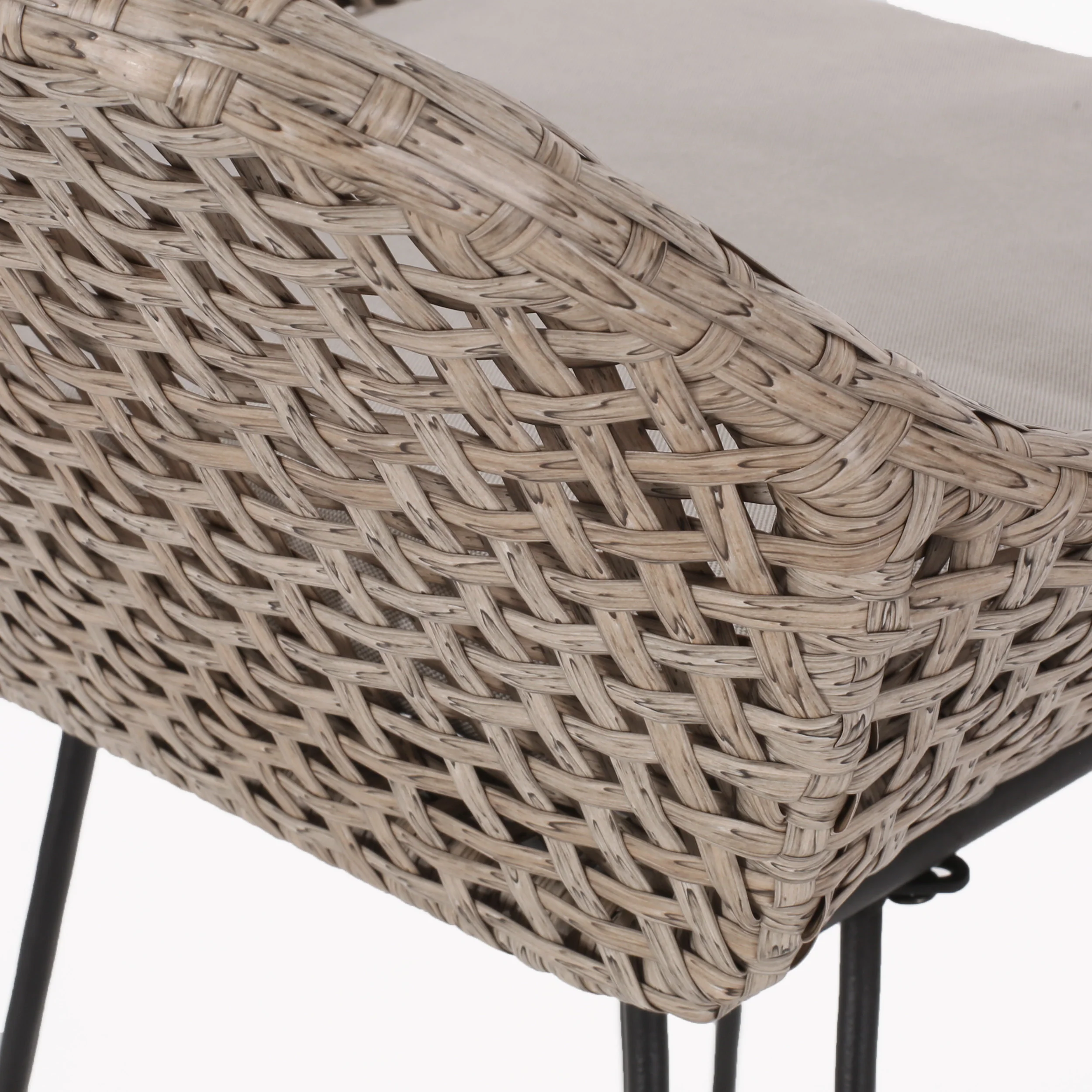 Pondway Outdoor Wicker and Iron Barstools with Cushion, Set of 4 - furnishings