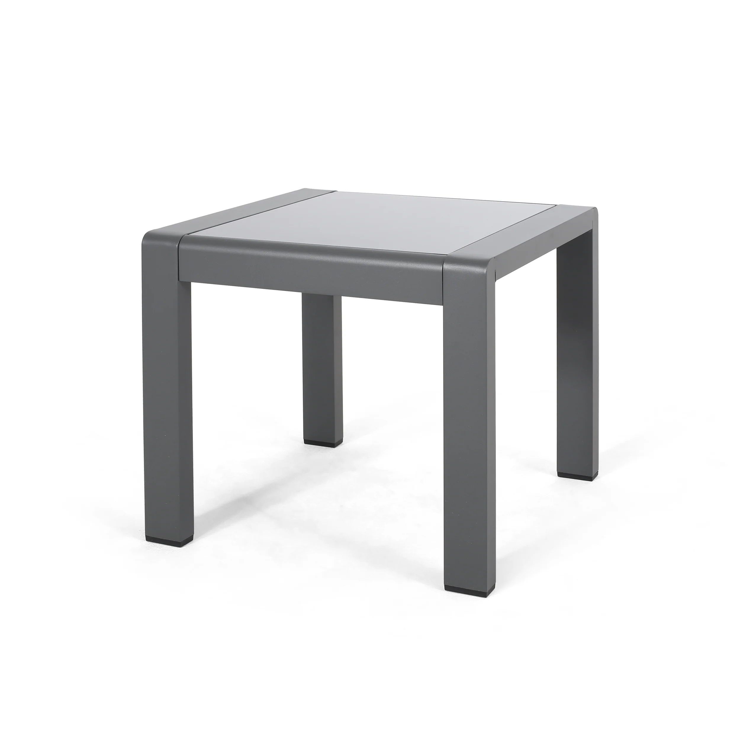 Giovanna Coral Outdoor Aluminum Side Table with Glass Top - furnishings