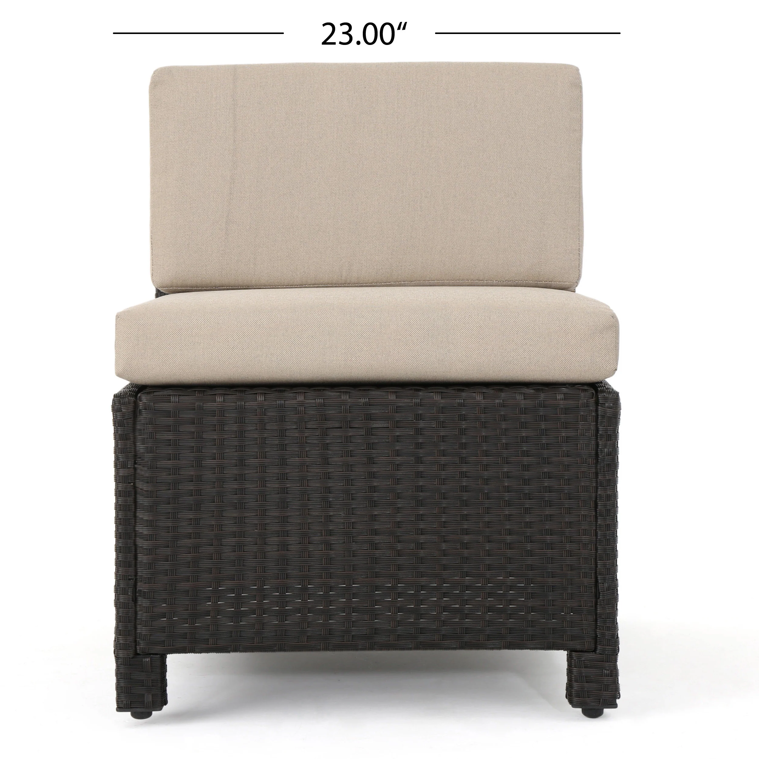 Lorita Outdoor 5-piece Dark Brown Wicker Sectional Sofa Set with Beige Cushions - furnishings