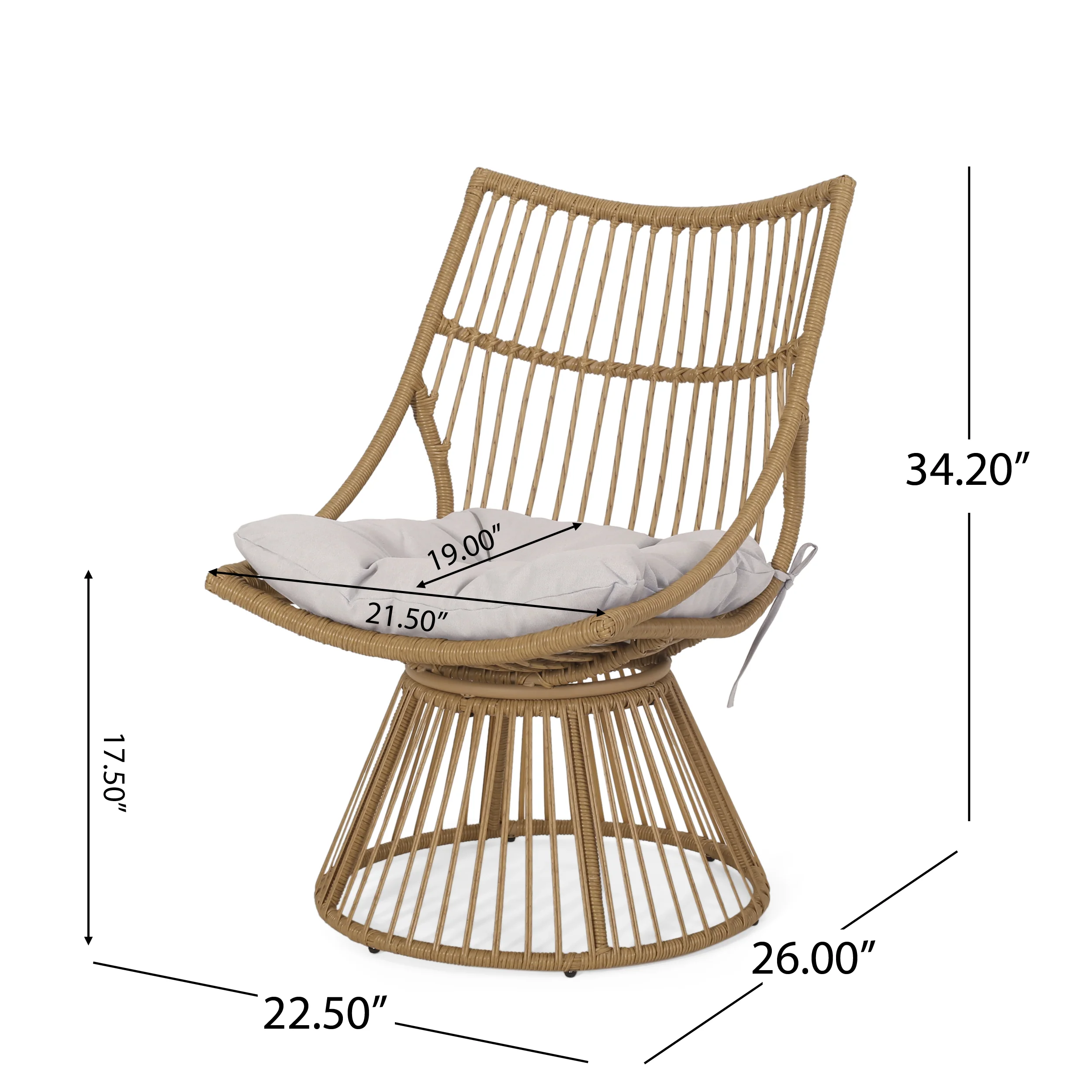 Apulia Outdoor Wicker 2 Seater Chat Set with Cushion, Light Brown and Beige - furnishings