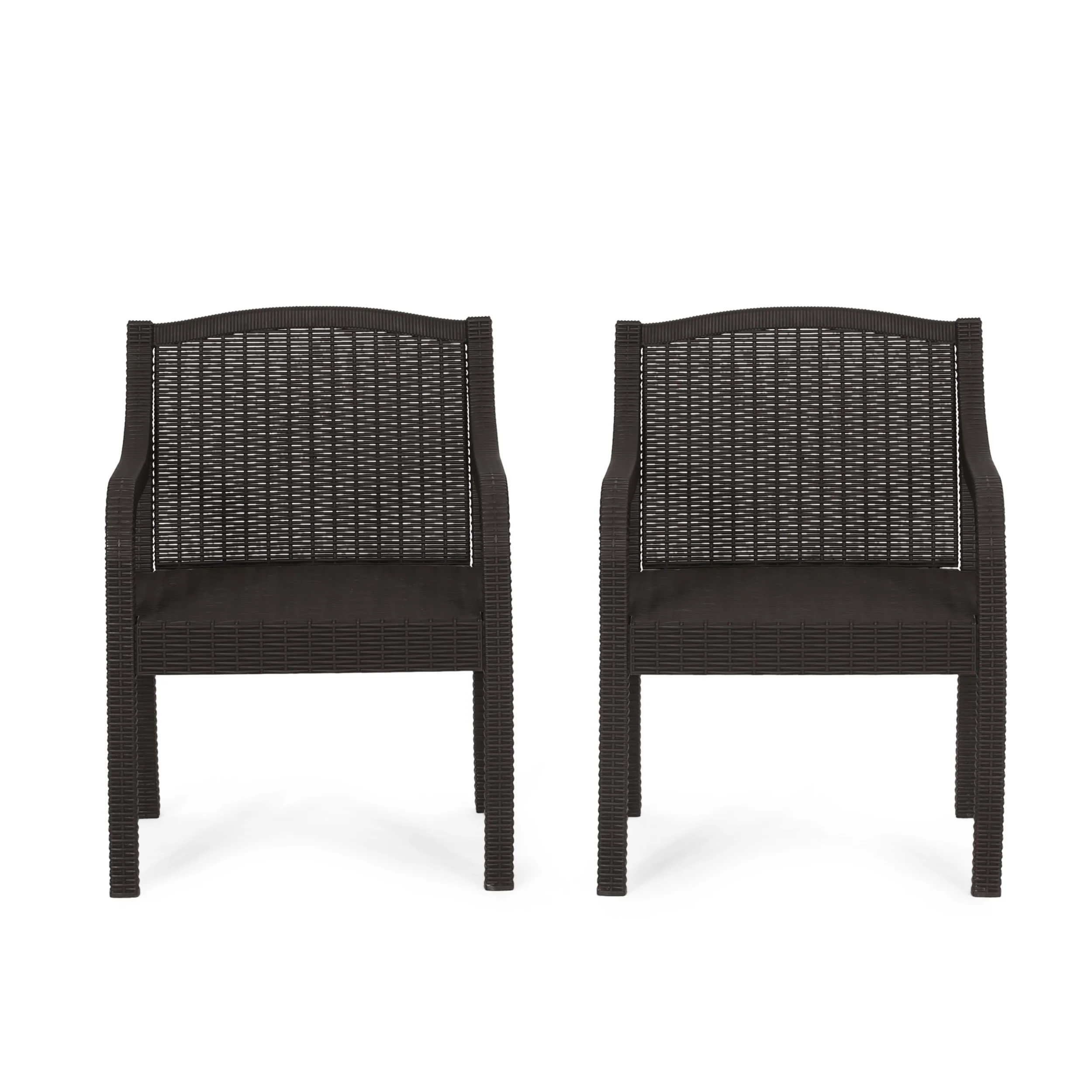 Covecrest Outdoor Faux Wicker Dining Chairs, Set of 2, Dark Brown - furnishings