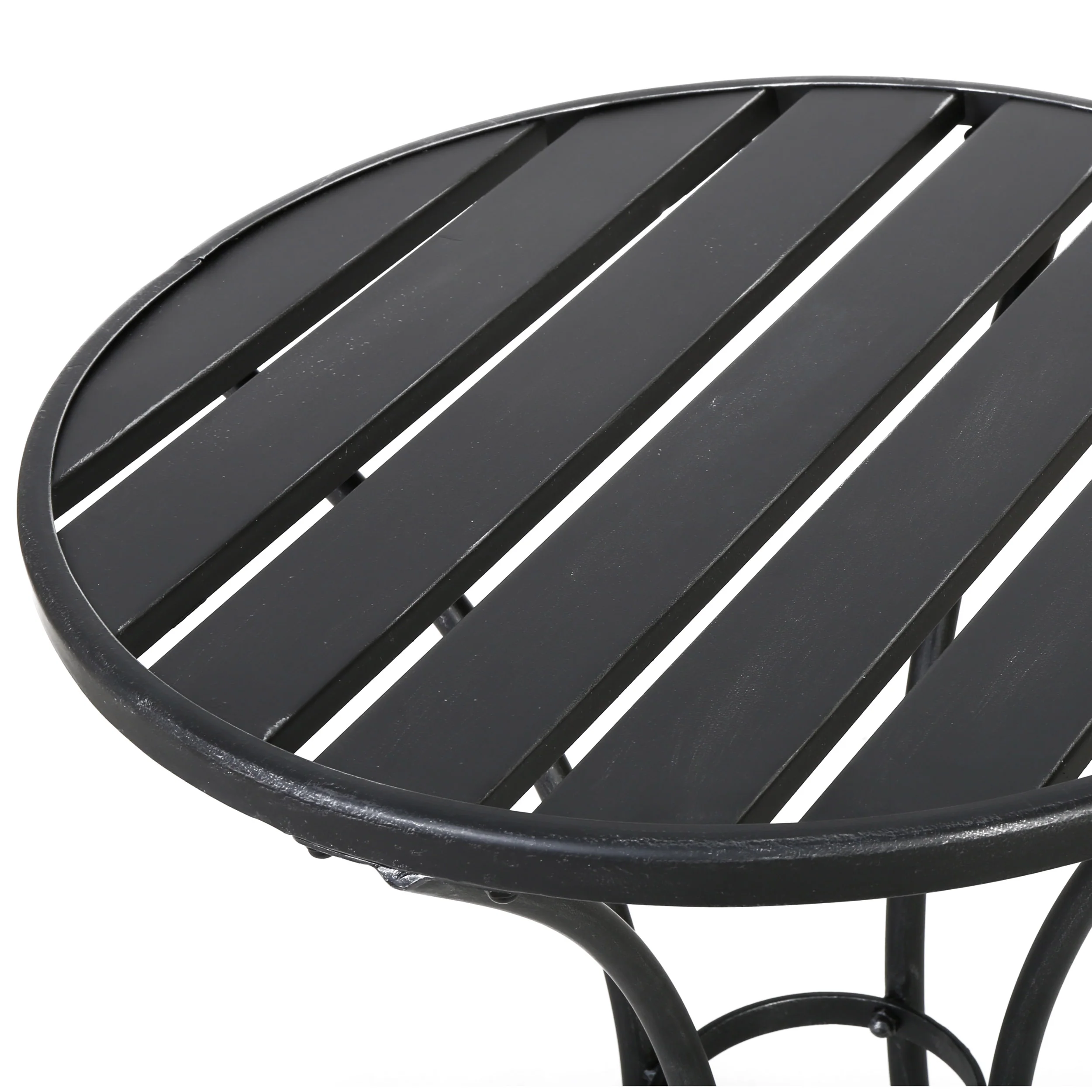 Castro Outdoor Modern 3-Piece Metal Bistro Set with Slats - furnishings