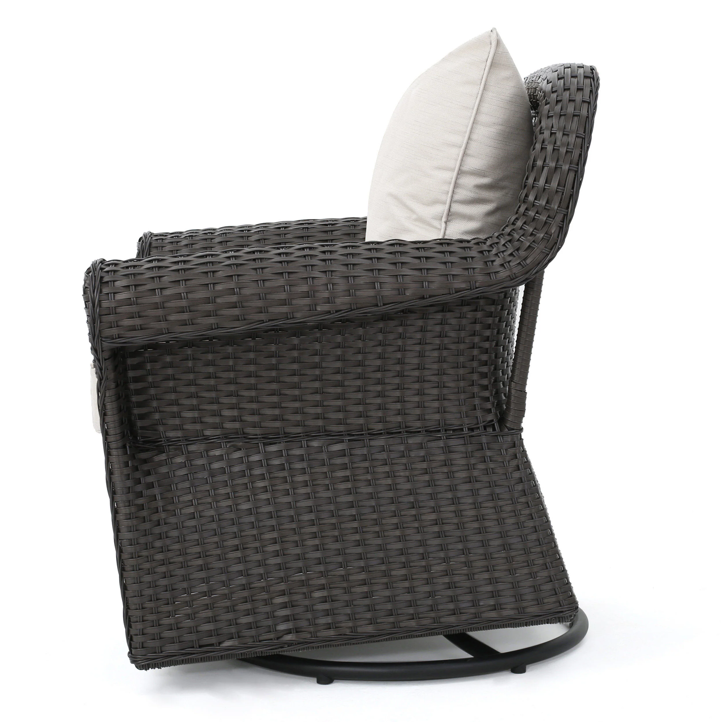 Augusta Outdoor 3 Piece Wicker Rocker and Gas Firepit Set - furnishings