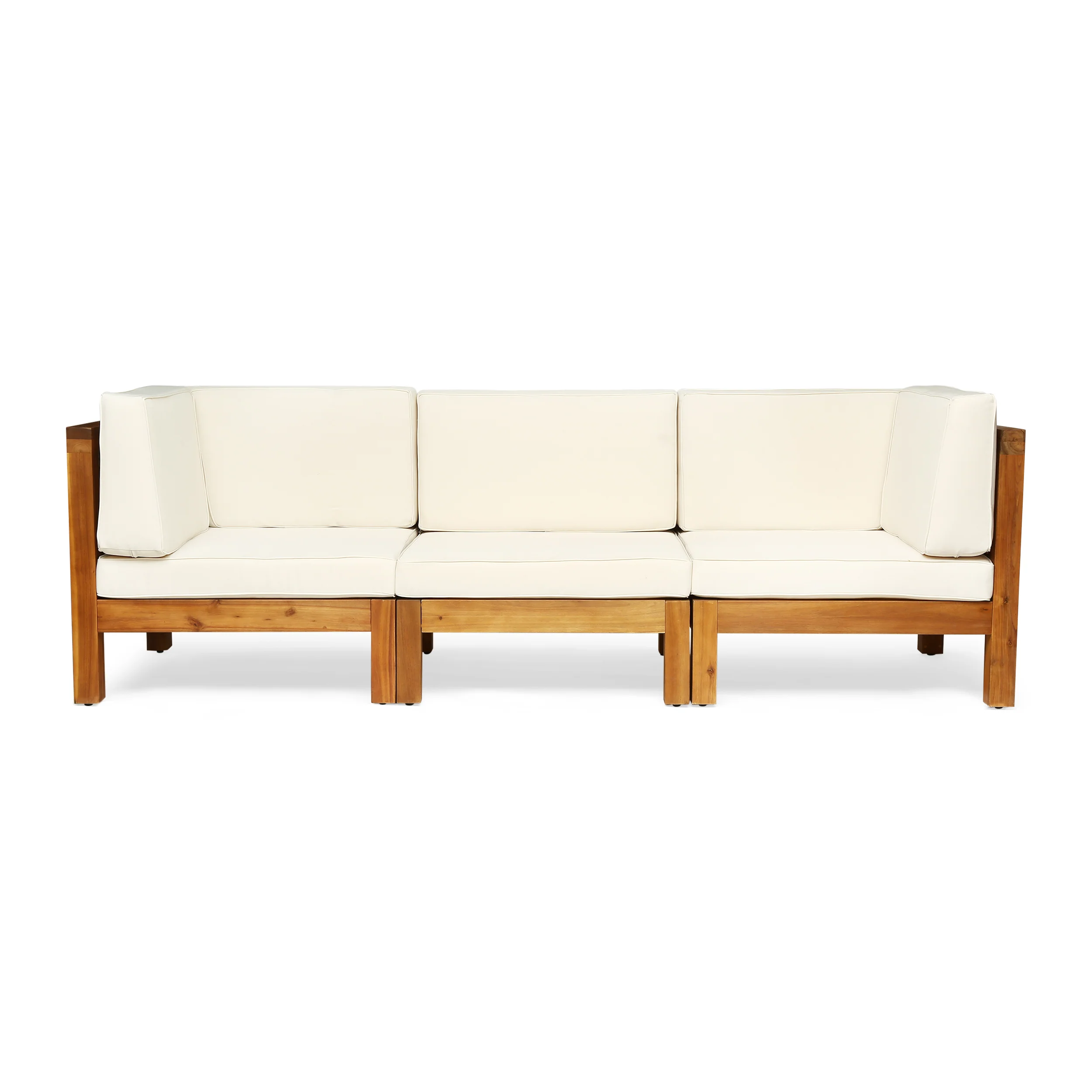 Brava Outdoor Modular Acacia Wood Sofa with Cushions - furnishings