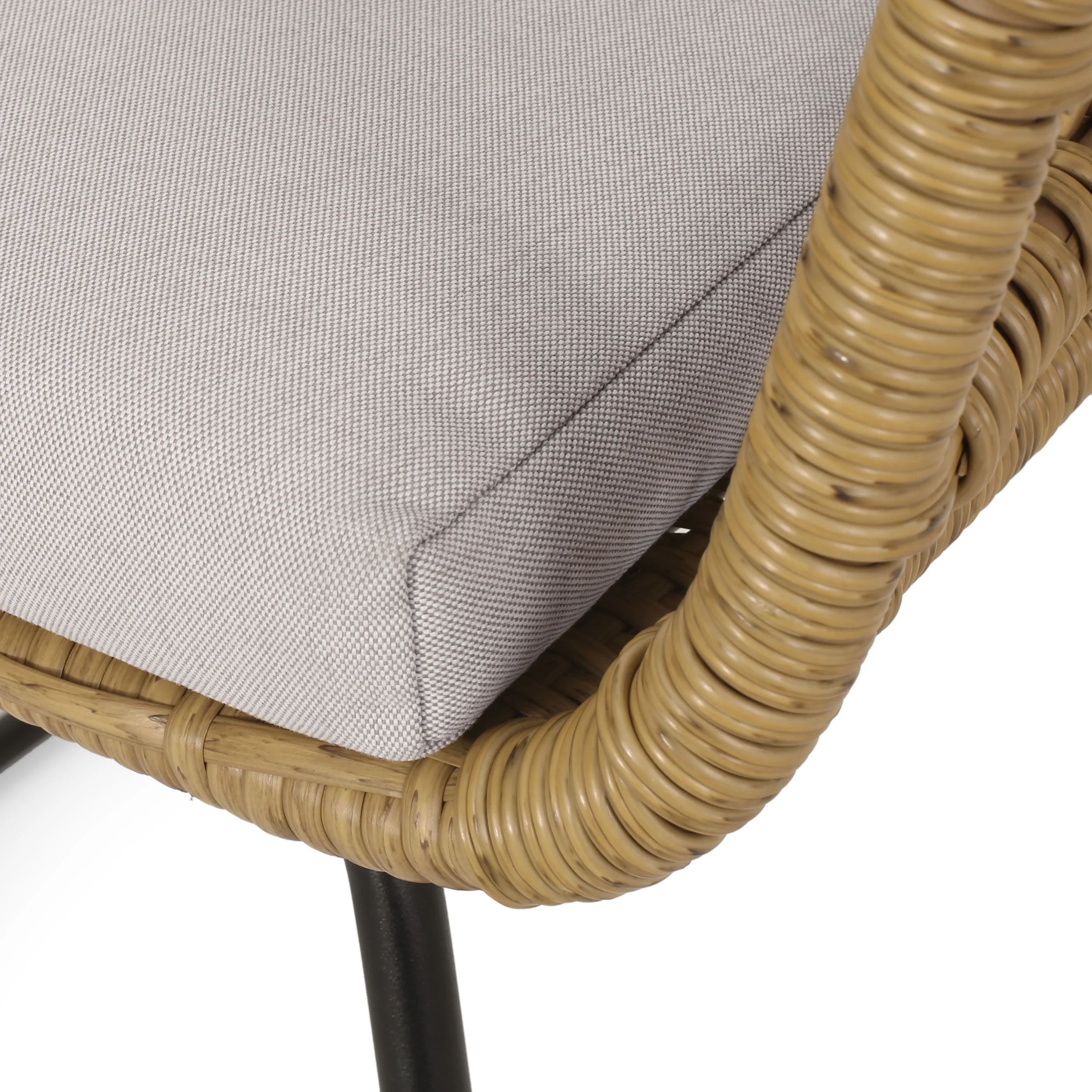 Edson Outdoor Wicker Dining Chairs with Cushion, Set of 2, Light Brown, Beige, and Black - furnishings