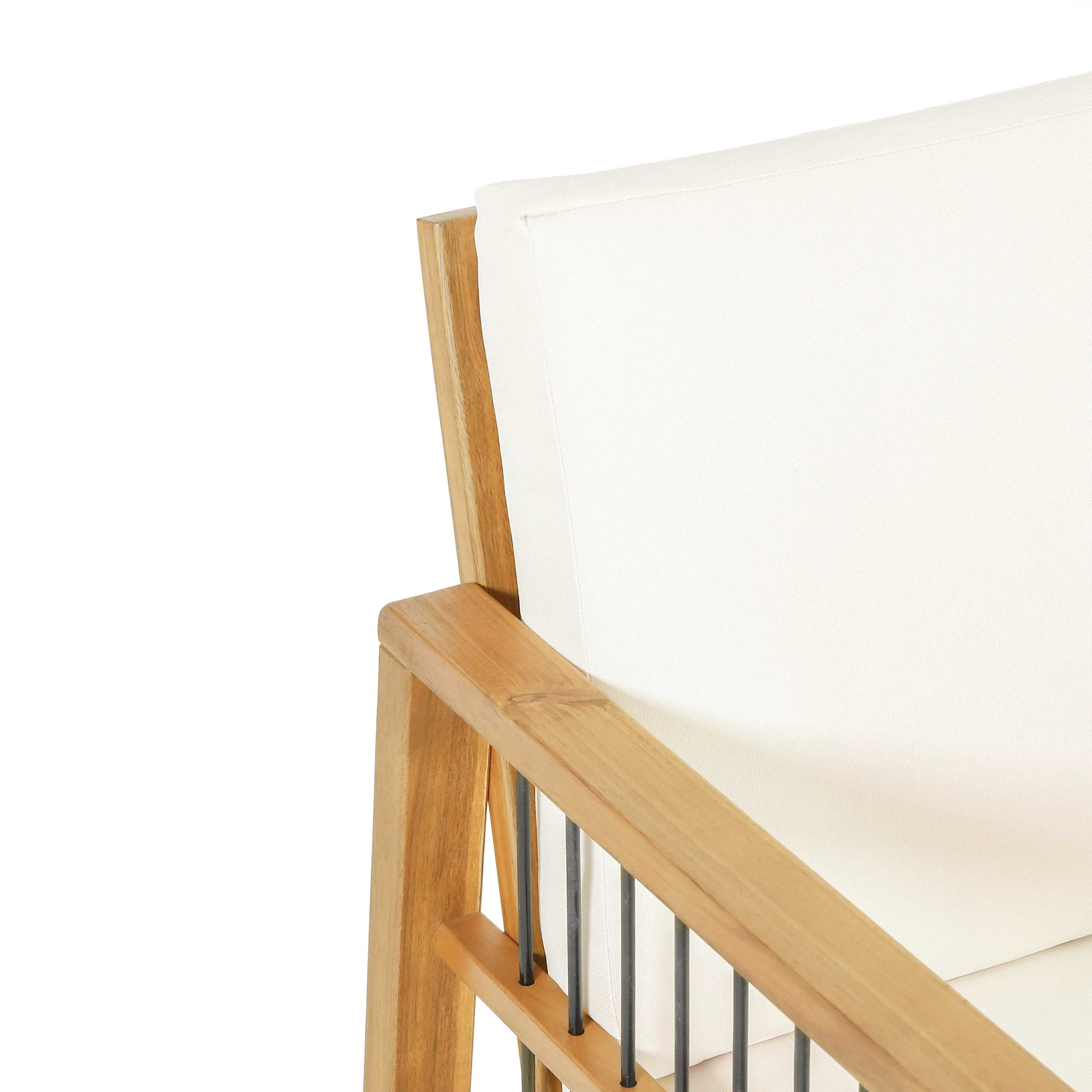 Sagewood Outdoor Acacia Wood and Iron Club Chair with Cushions - furnishings
