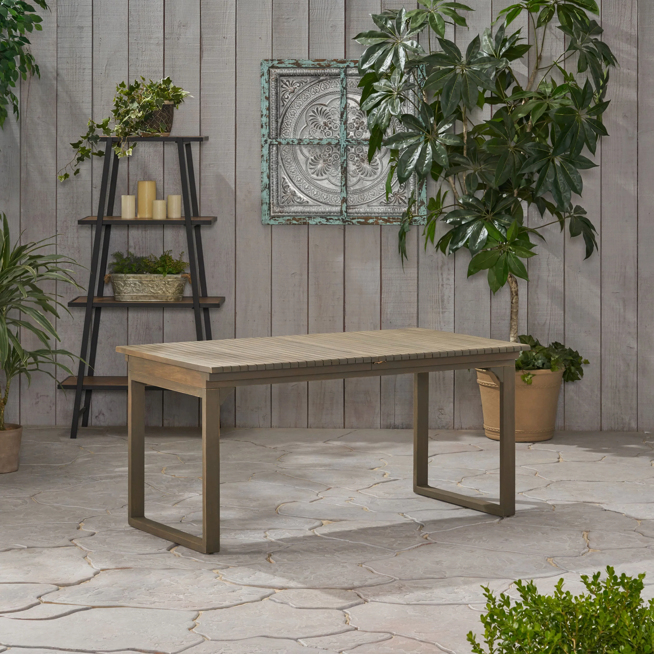 Yilia Outdoor Expandable Acacia Wood Dining Table - furnishings