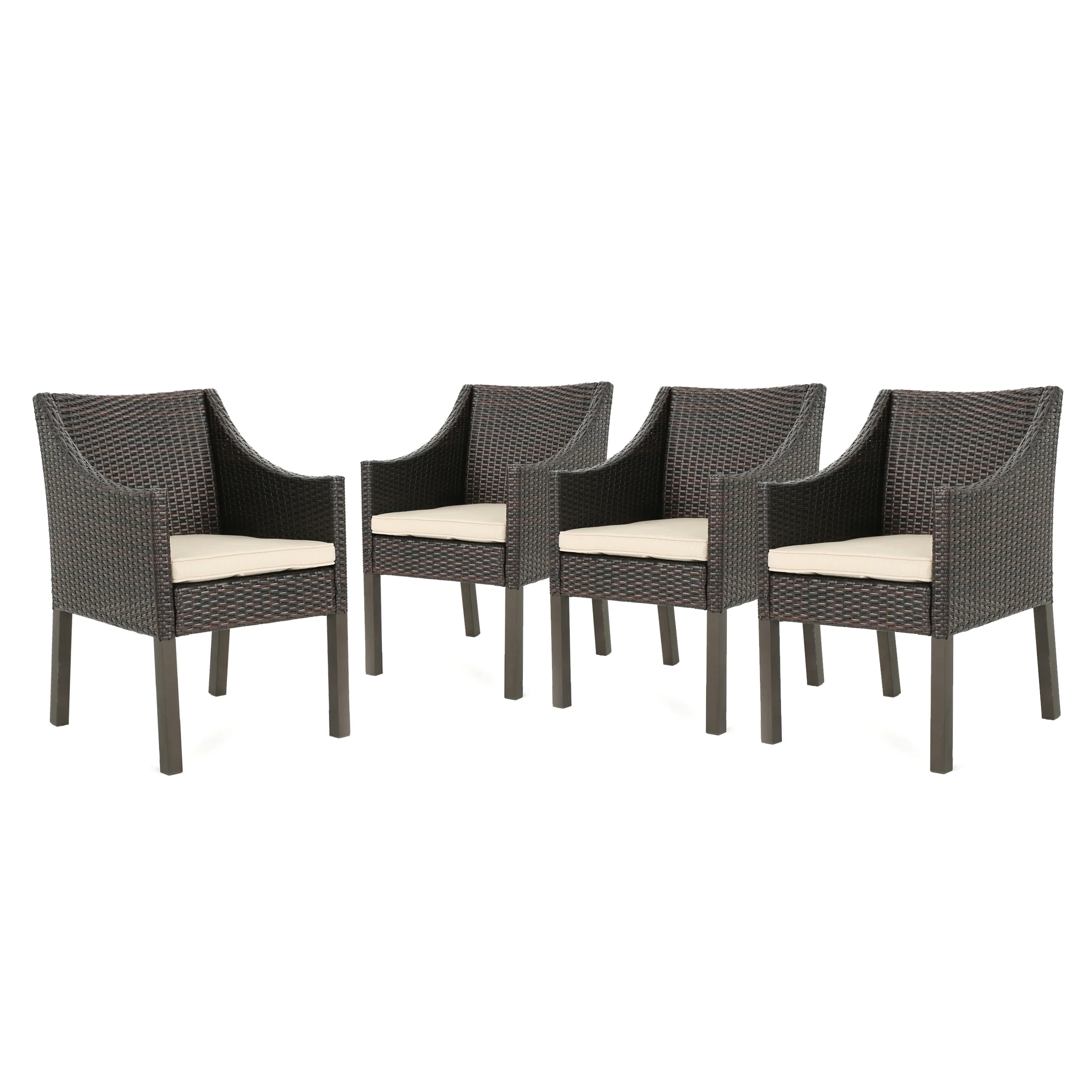 Aspen Outdoor Wicker Dining Chairs with Water Resistant Cushions (Set of 4) - furnishings