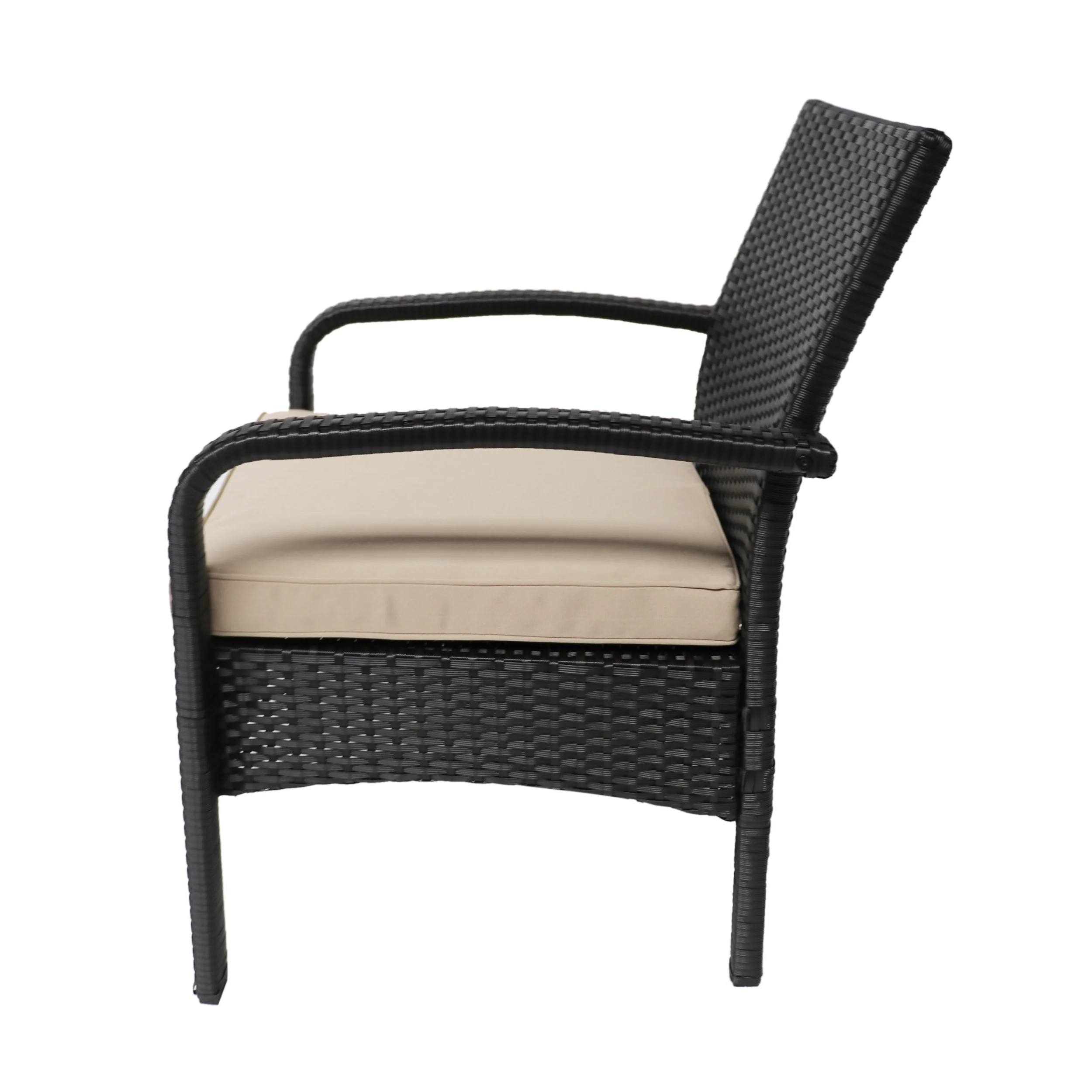 Mavis Patio Conversation Set, 6-Seater with Loveseat, Club Chairs, and Coffee Table, Brown Wicker with Tan Outdoor Cushions - furnishings