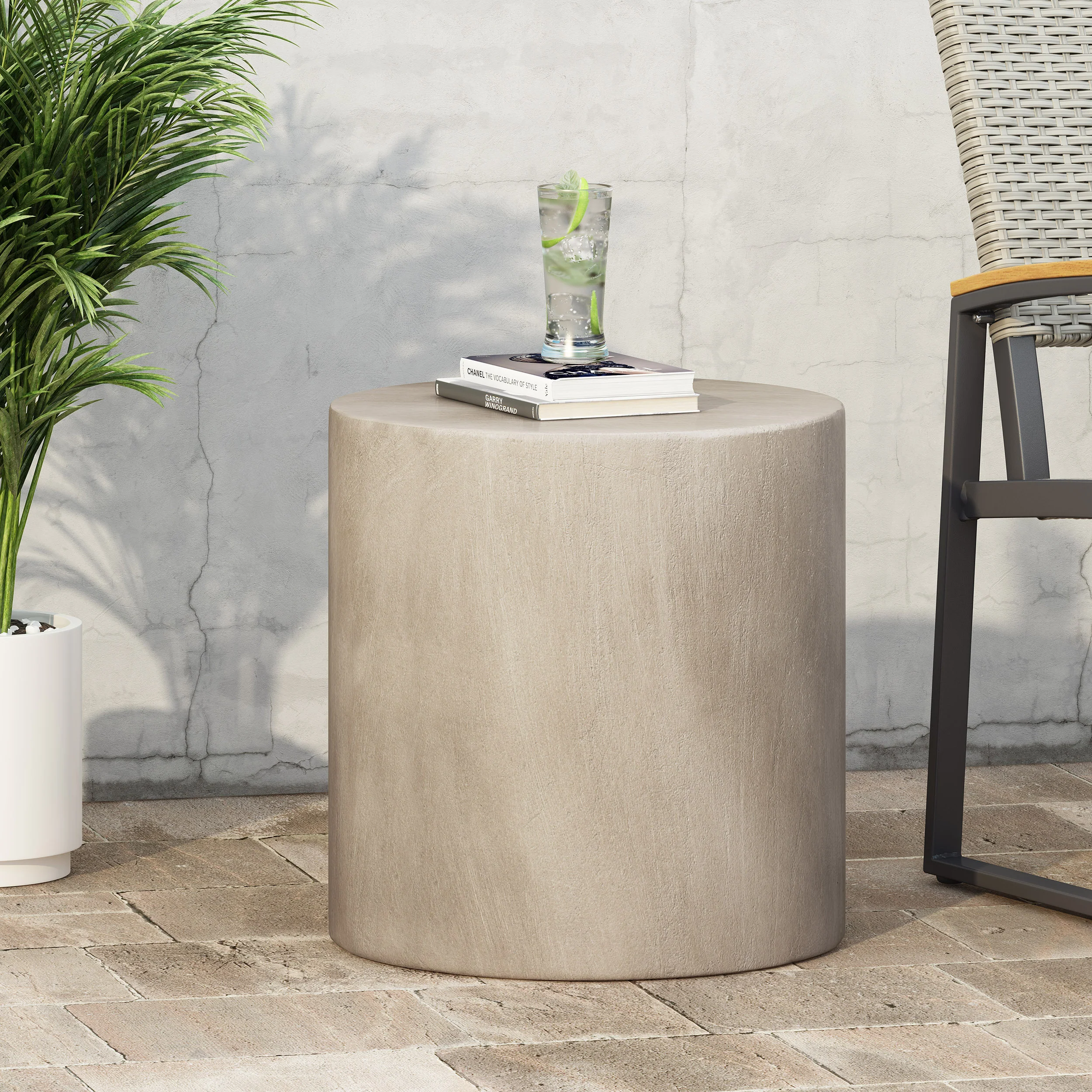 Mekai Outdoor Lightweight Concrete Side Table - furnishings