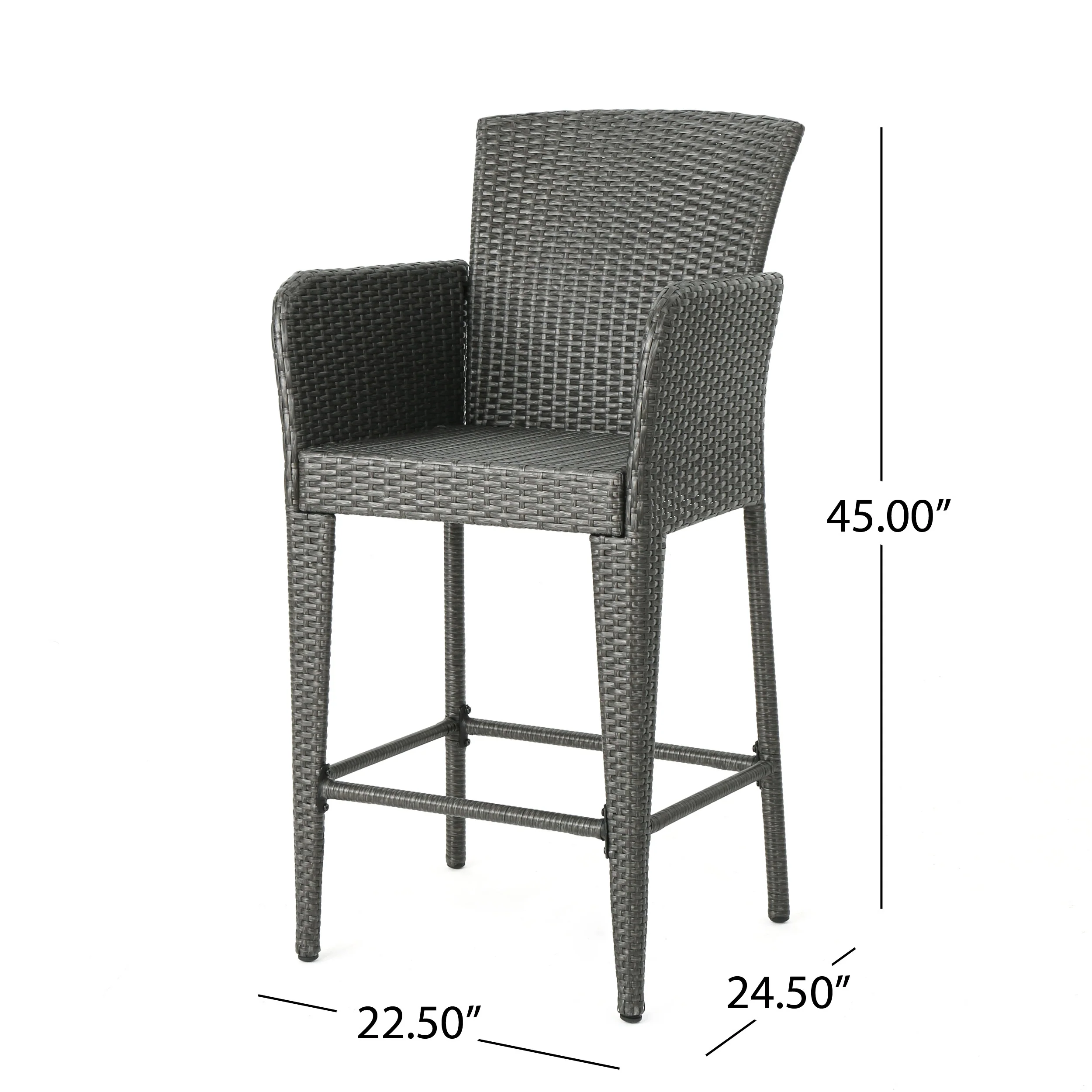 Daisy Outdoor 38-Inch Gray Wicker Barstool (set of 2) - furnishings