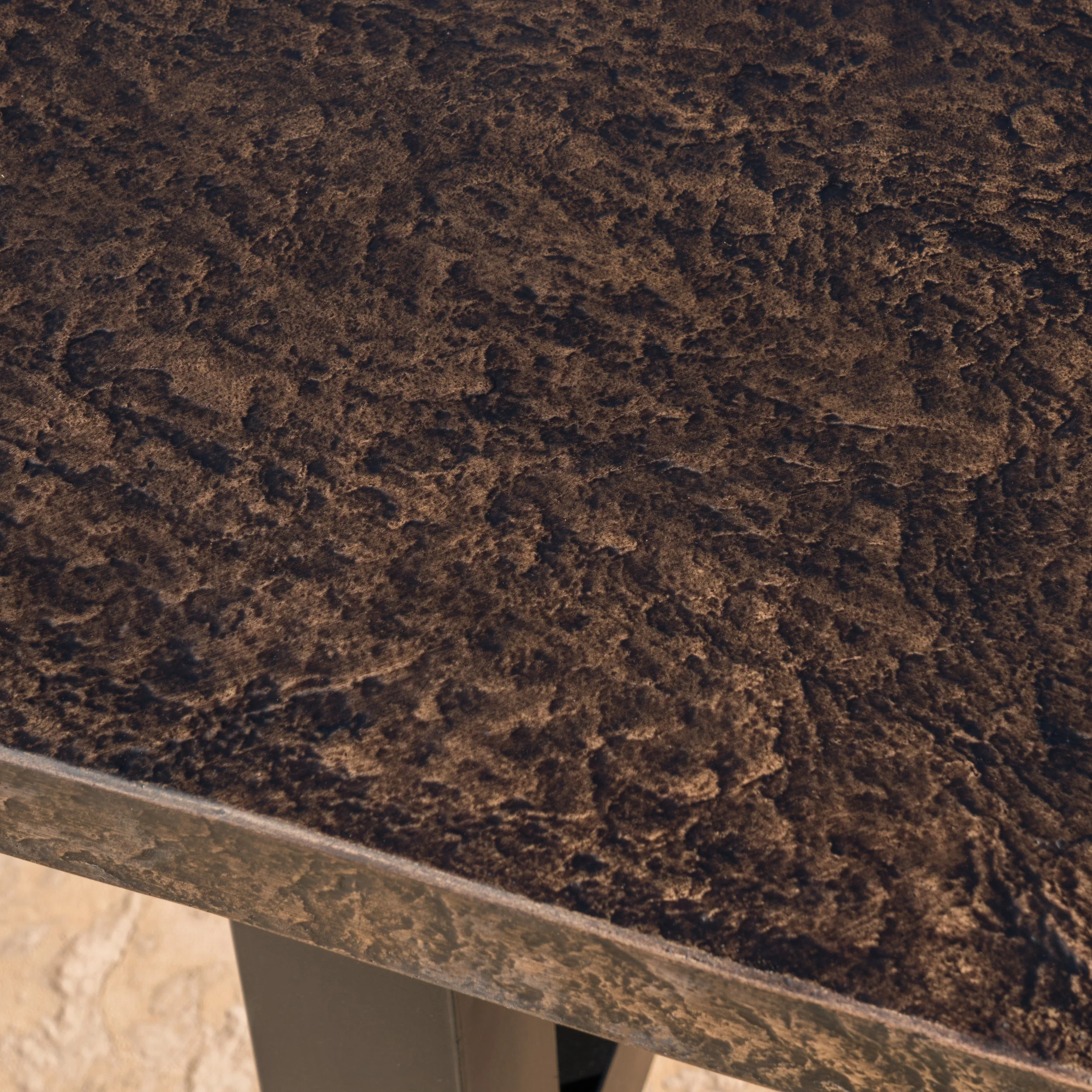 Doris Outdoor Brown Stone Finish Light Weight Concrete Dining Table - furnishings