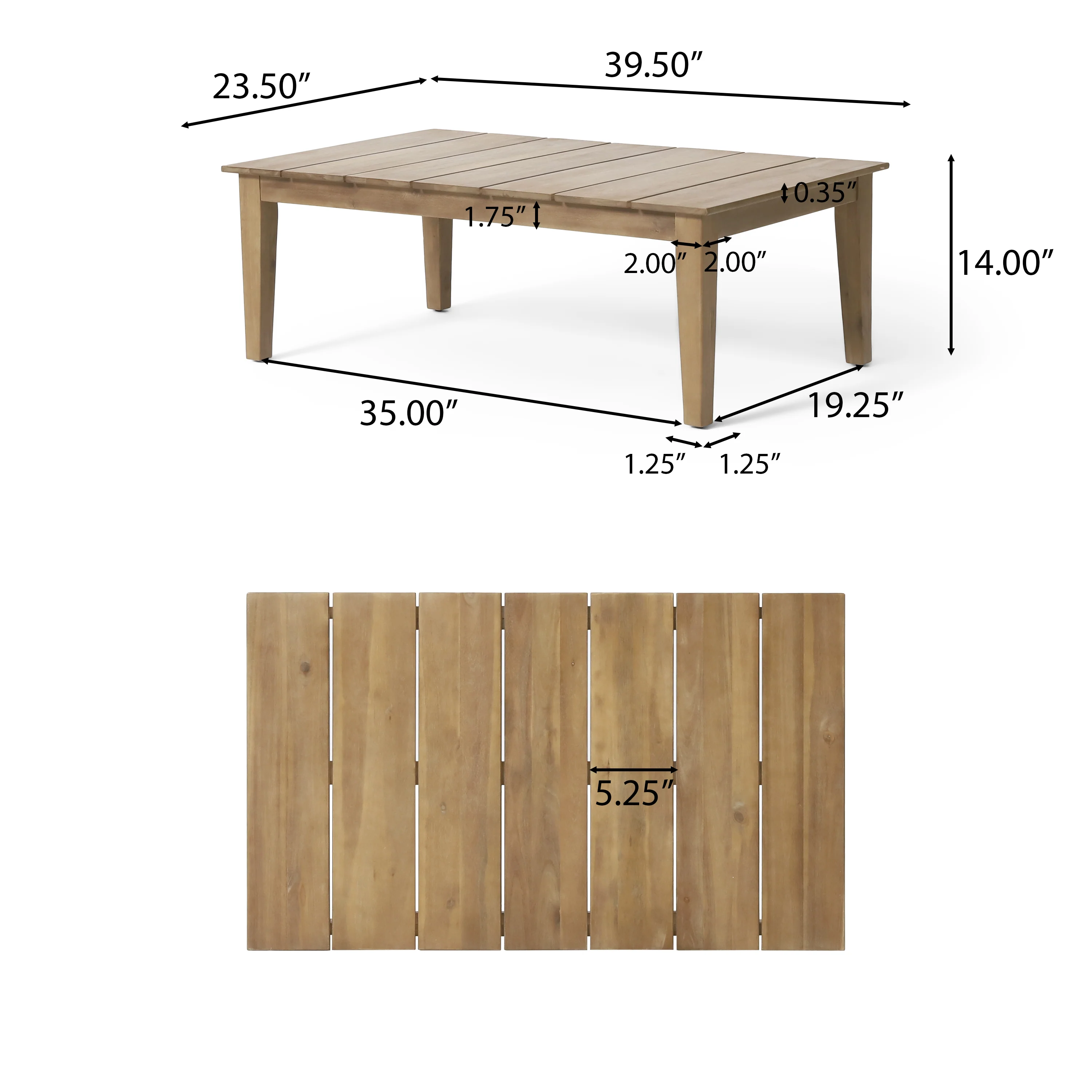 Elmcrest Outdoor Acacia Wood Coffee Table, Light Brown - furnishings