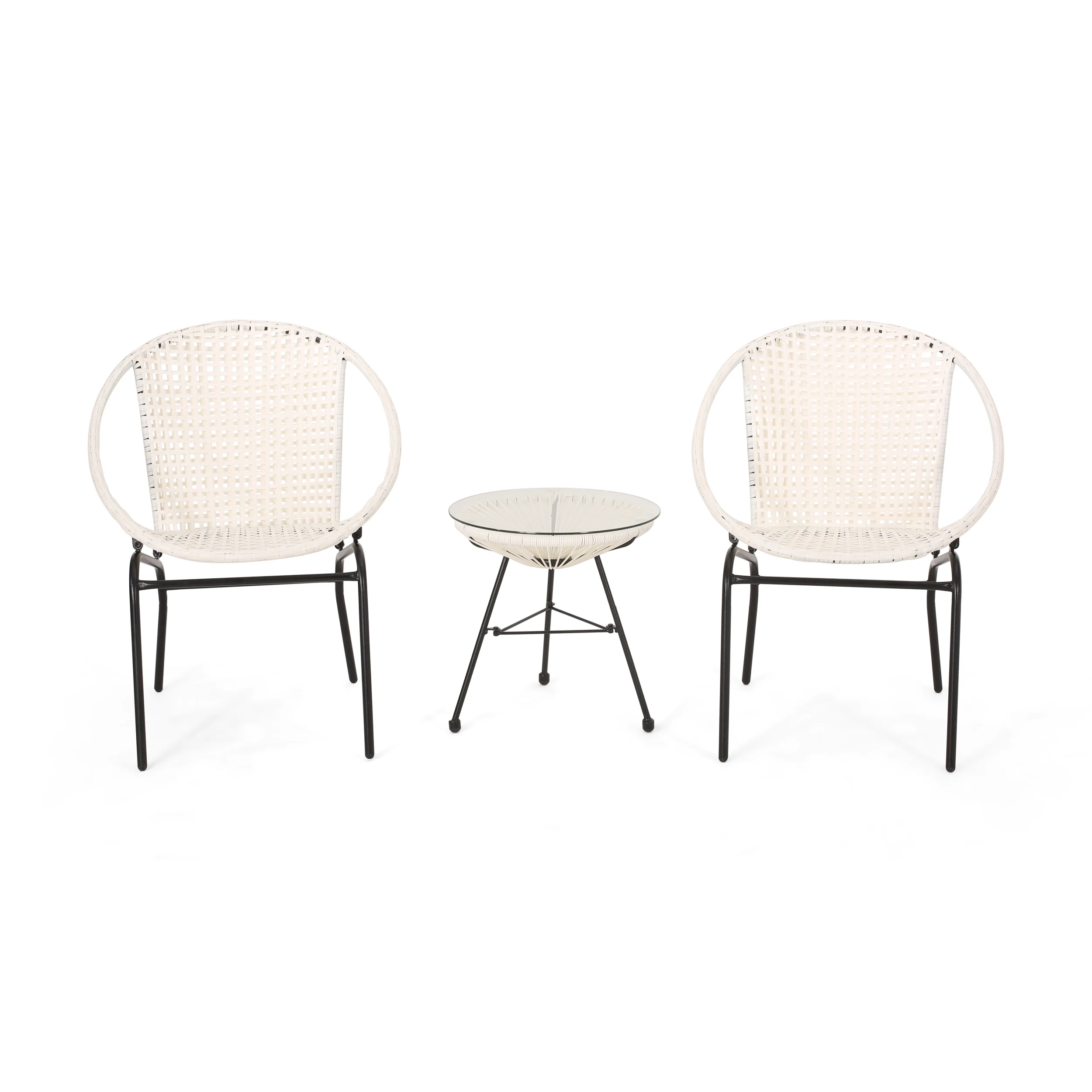 Deborah Outdoor Modern 2 Seater Faux Rattan Chat Set - furnishings