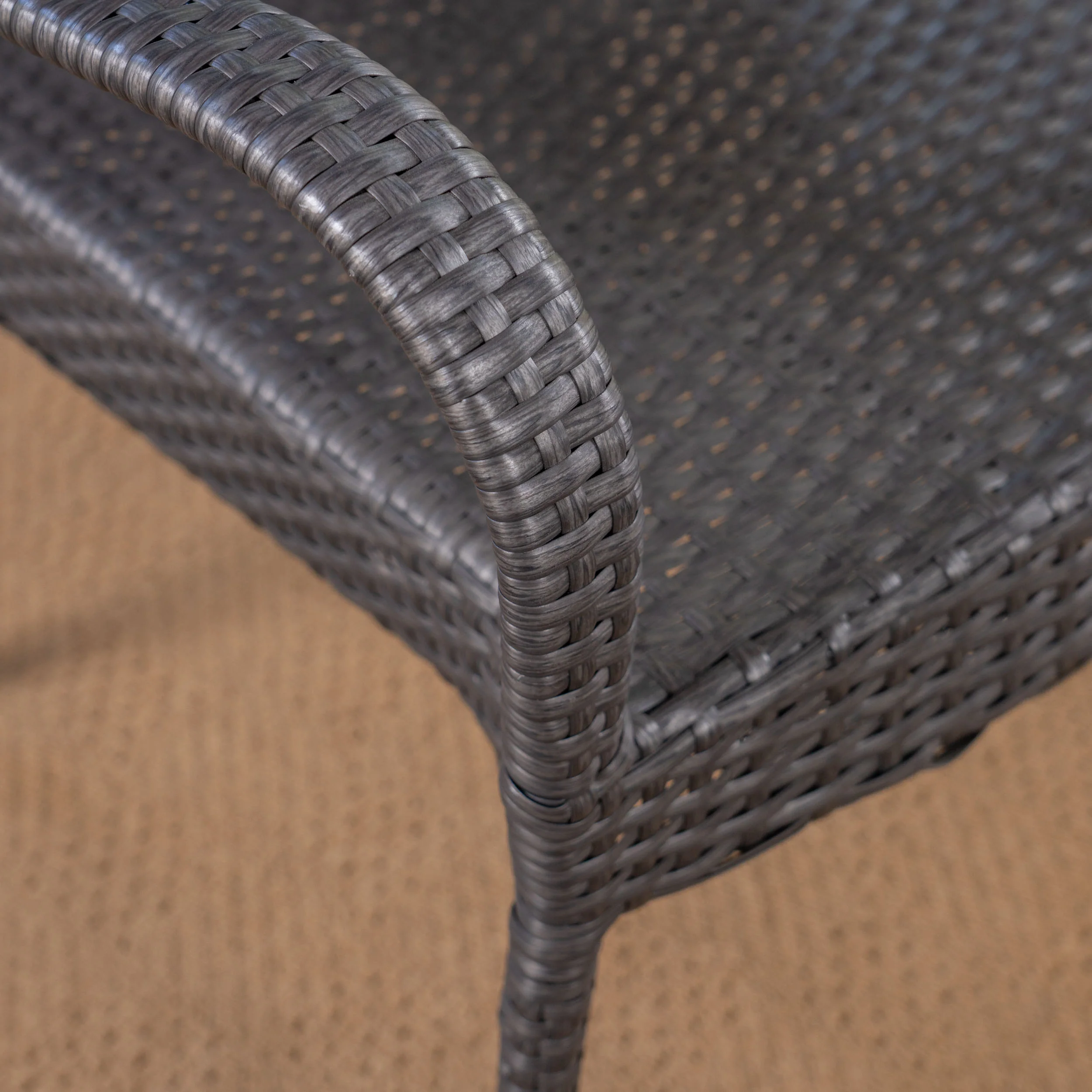 Jared Outdoor 3 Piece Wood and Wicker Bistro Set, Gray and Gray - furnishings